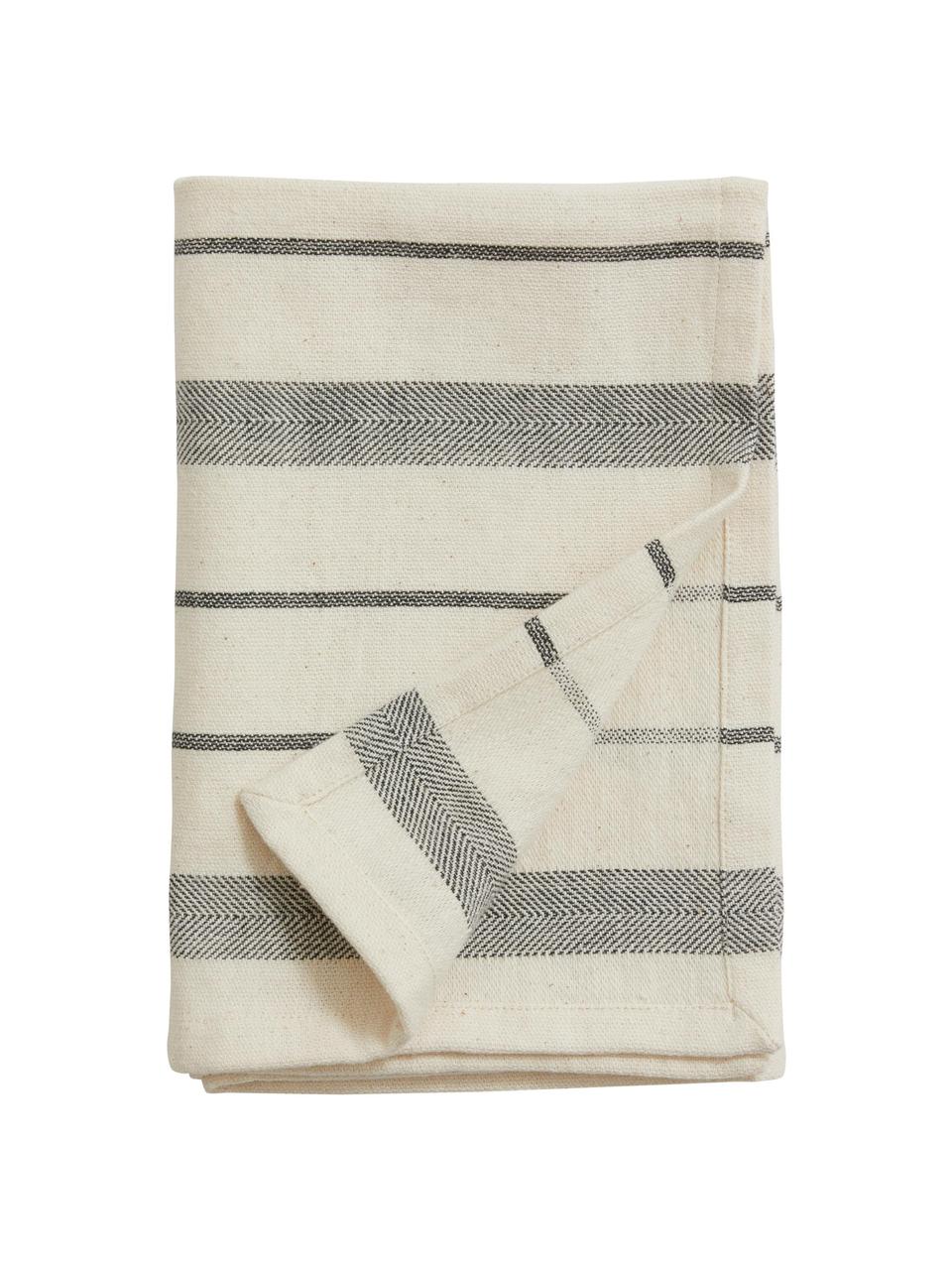 Ręcznik kuchenny z bawełny Lynx, 2 szt., 100% bawełna, Biały, czarny, w paski, S 50 x D 70 cm