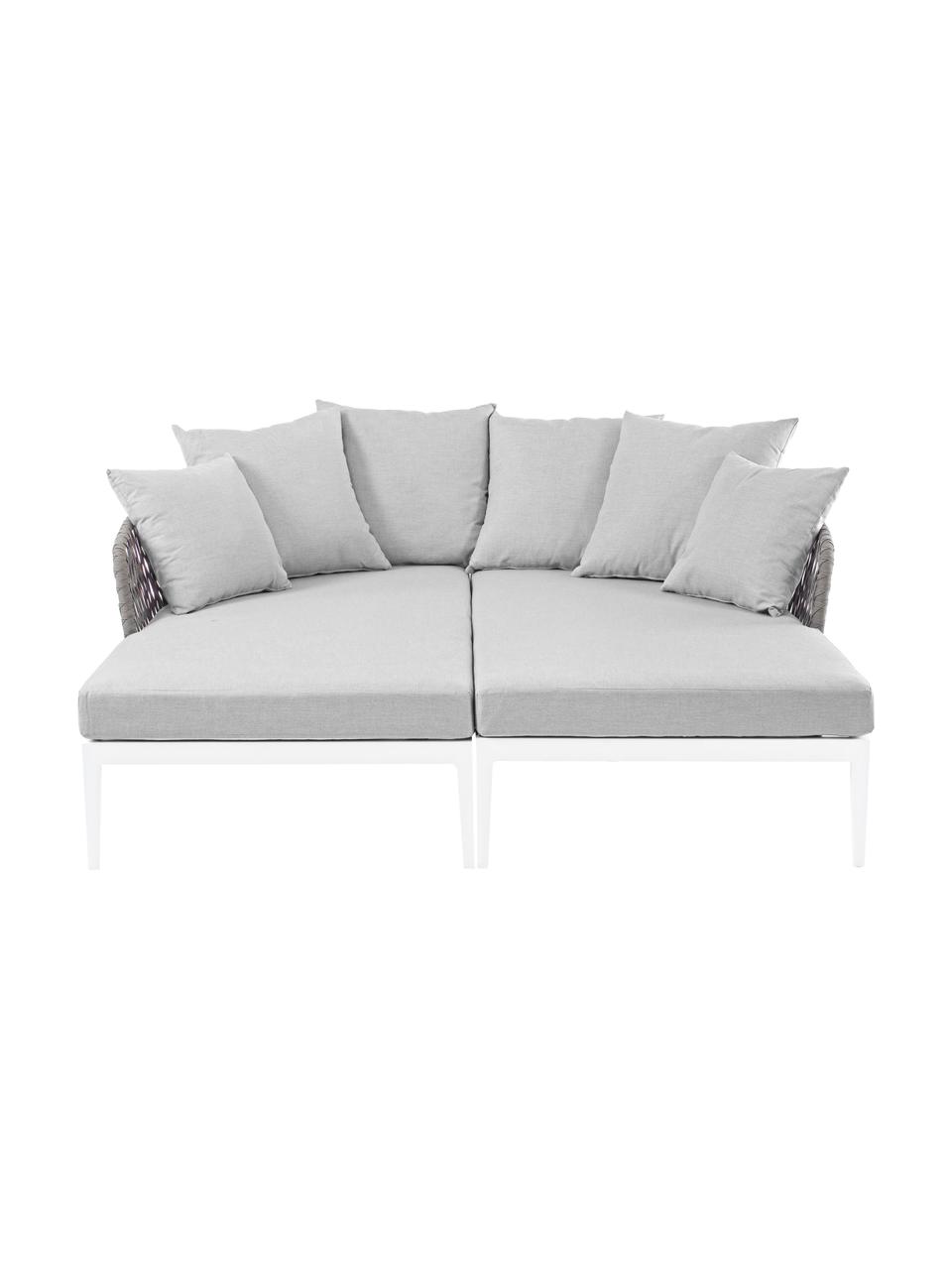 Garten-Daybed-Set Pelican, 2-tlg., Rahmen: Aluminium, pulverbeschich, Webstoff Hellgrau, Weiß, B 182 x T 179 cm