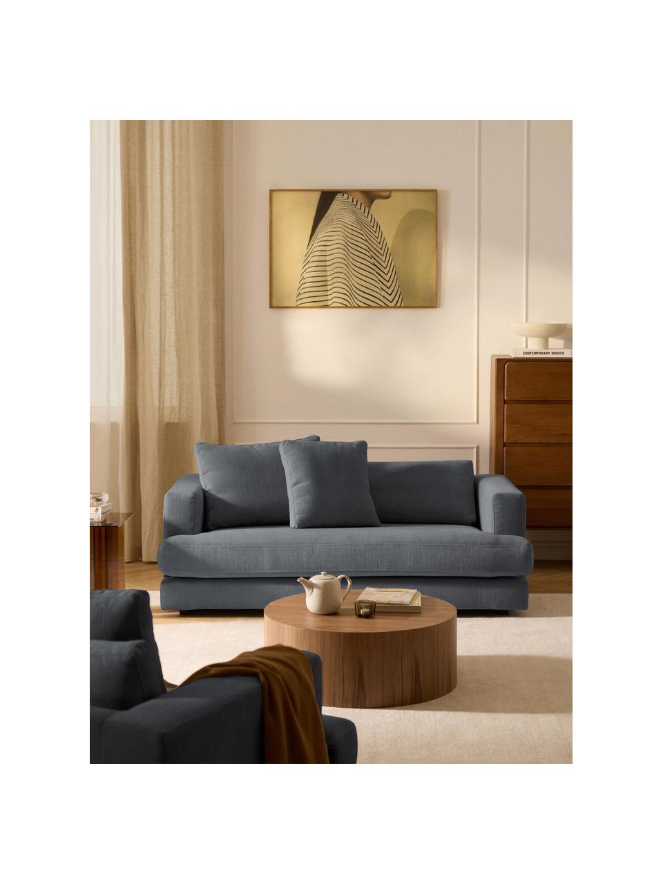 Sofa Tribeca (2-Sitzer), Bezug: 100 % Polyester Der strap, Gestell: Buchenholz, Kiefernholz, , Füße: Kiefernholz Dieses Produk, Webstoff Graublau, B 185 x T 104 cm