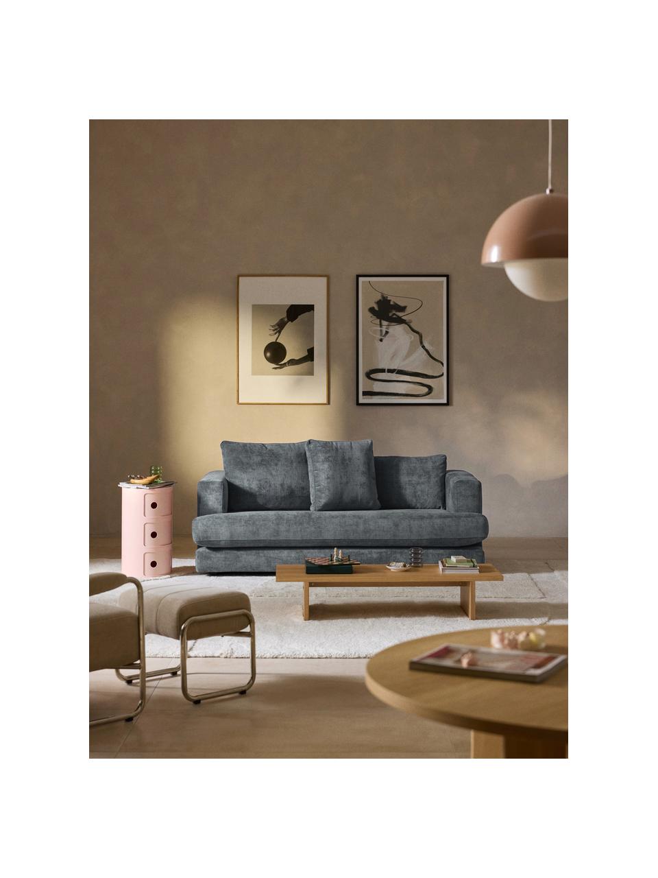 Sofa Tribeca (2-osobowa), Tapicerka: 100% poliester Dzięki tka, Stelaż: drewno bukowe, drewno sos, Nogi: drewno sosnowe Ten produk, Szaroniebieska tkanina, S 185 x G 104 cm