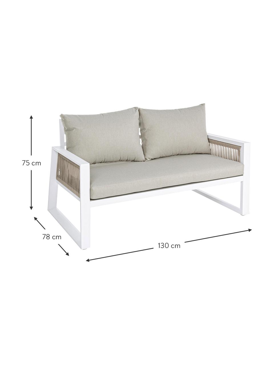 Garten-Lounge-Set Captiva in Beige/Weiß, 4-tlg., Bezug: Polyester, Gestell: Aluminium, pulverbeschich, Beige, Weiß, Set mit verschiedenen Größen
