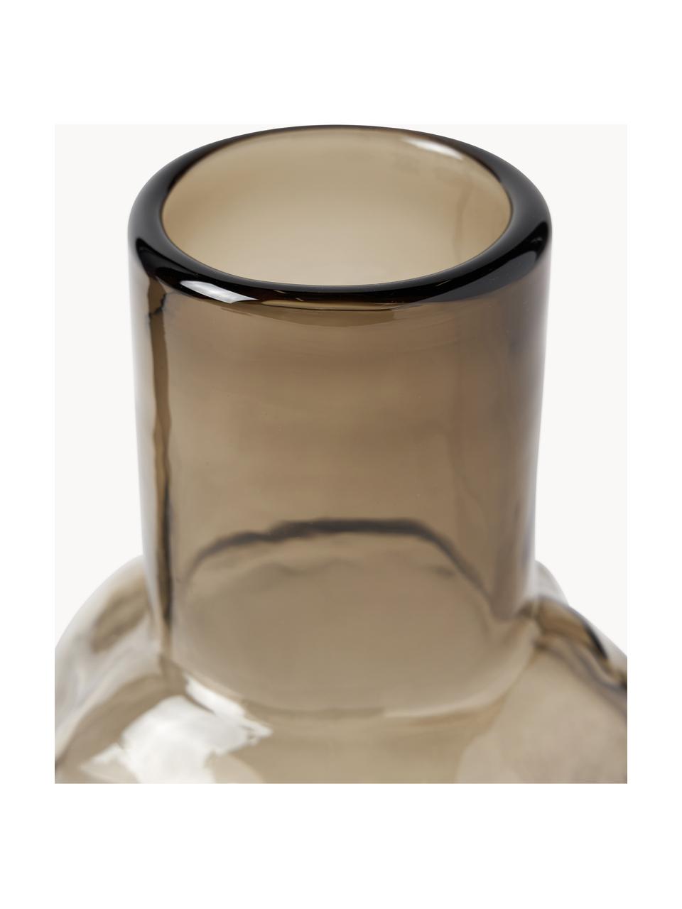 Glas-Vase Bunch, H 20 cm, Glas, Greige, semi-transparent, Ø 14 x H 20 cm