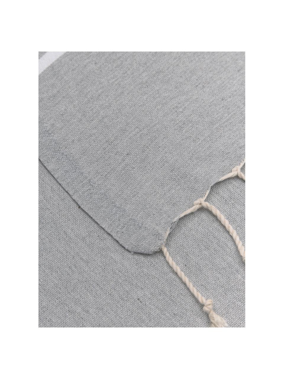Hammam osuška so strapcami St Tropez, 100 % bavlna, Sivá, biela, Š 100 x D 200 cm