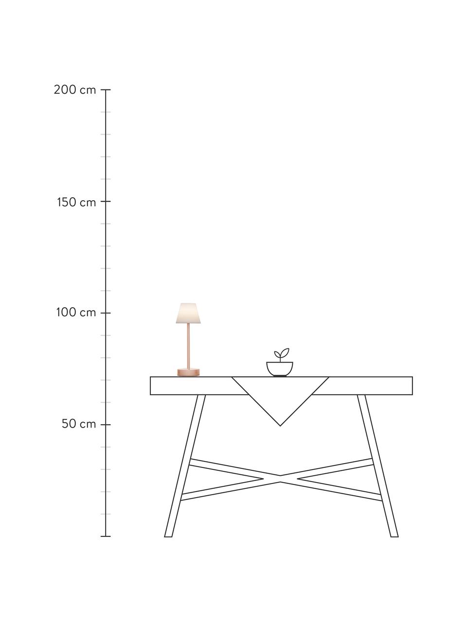 Lámpara de mesa LED para exterior regulable y táctil Lola, portátil, Pantalla: polipropileno, Blanco, rosa, Ø 11 x Al 32 cm