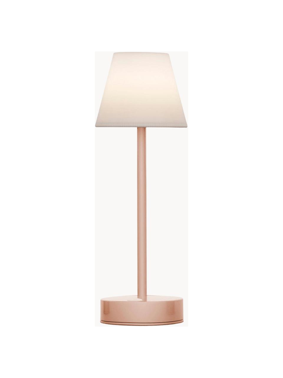 Mobiele dimbare LED outdoor tafellamp Lola met touchfunctie, Lampenkap: polypropyleen, Lampvoet: gecoat metaal, Wit, roze, Ø 11 x H 32 cm