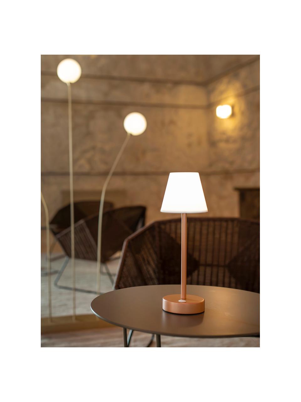 Přenosná stmívatelná venkovní stolní LED lampa s dotykovou funkcí Lola, Bílá, růžová, Ø 11 cm, V 32 cm
