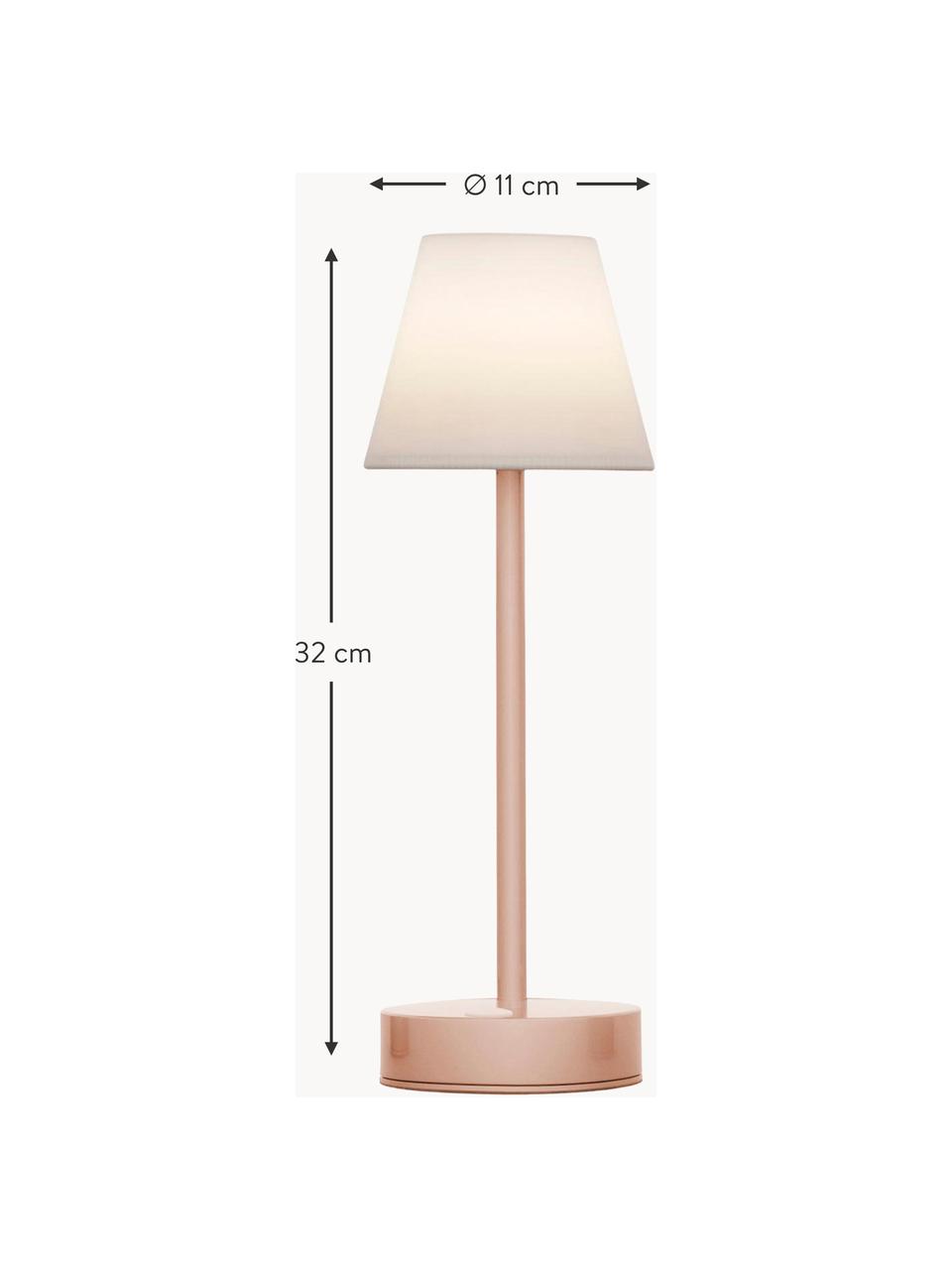 Lampada da tavolo portatile a LED da esterno con luce regolabile e funzione touch Lola, Paralume: polipropilene, Bianco, rosa, Ø 11 x Alt. 32 cm