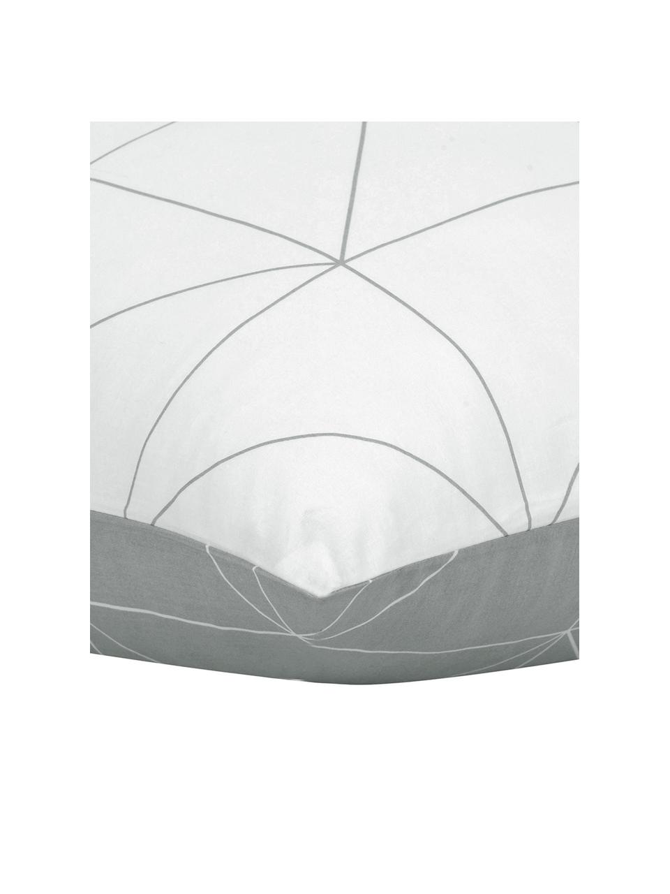Dwustronna poszewka na poduszkę z bawełny Marla, 2 szt., Szary, biały, S 40 x D 80 cm