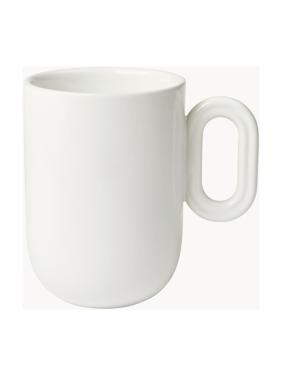 Tazza fatta a mano Stevns, Gres smaltato, Bianco latte lucido, Ø 8 x Alt. 12 cm, 400 ml