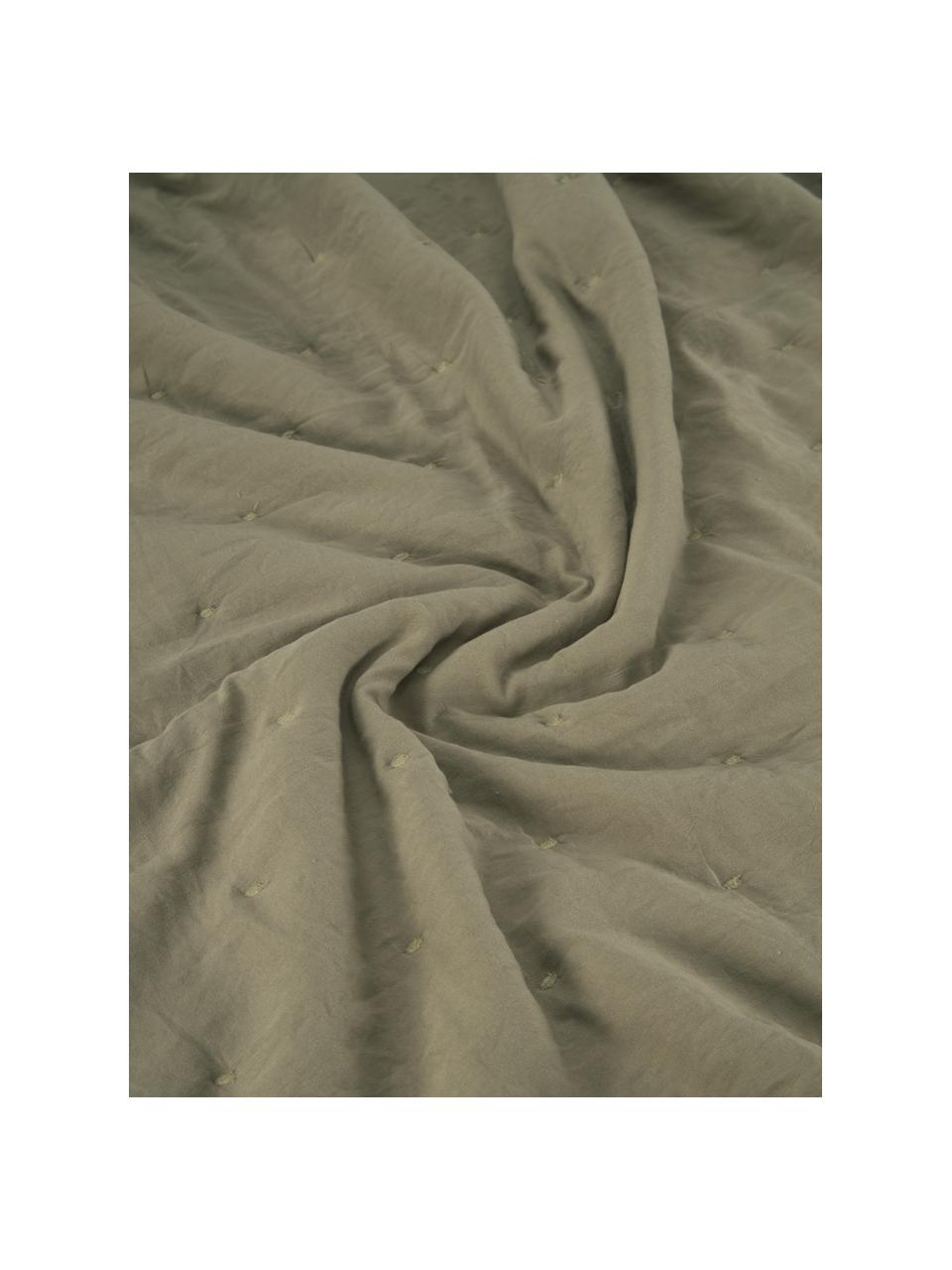 Gewatteerde bedsprei Wida in olijfgroen, 100% polyester, Olijfgroen, B 180 x L 260 cm (voor bedden tot 140 x 200)