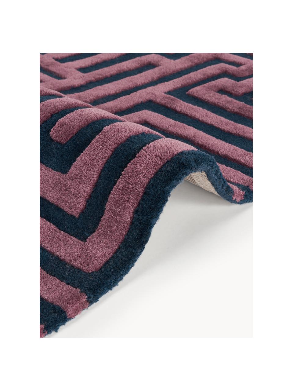 Tapis texturé en laine tuftée main Monty, 100 % laine, certifiée RWS

Les tapis en laine peuvent perdre des fibres lors des premières semaines et des peluches peuvent se former, ce phénomène est naturel et diminue à mesure de votre usage et du temps, Bleu foncé, lilas, larg. 160 x long. 230 cm (taille M)