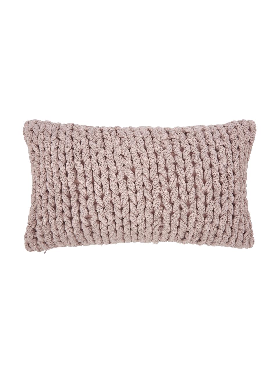 Coperta a maglia grossa rosa cipria fatta a mano Adyna, 100% poliacrilico, Rosa cipria, Larg. 30 x Lung. 50 cm