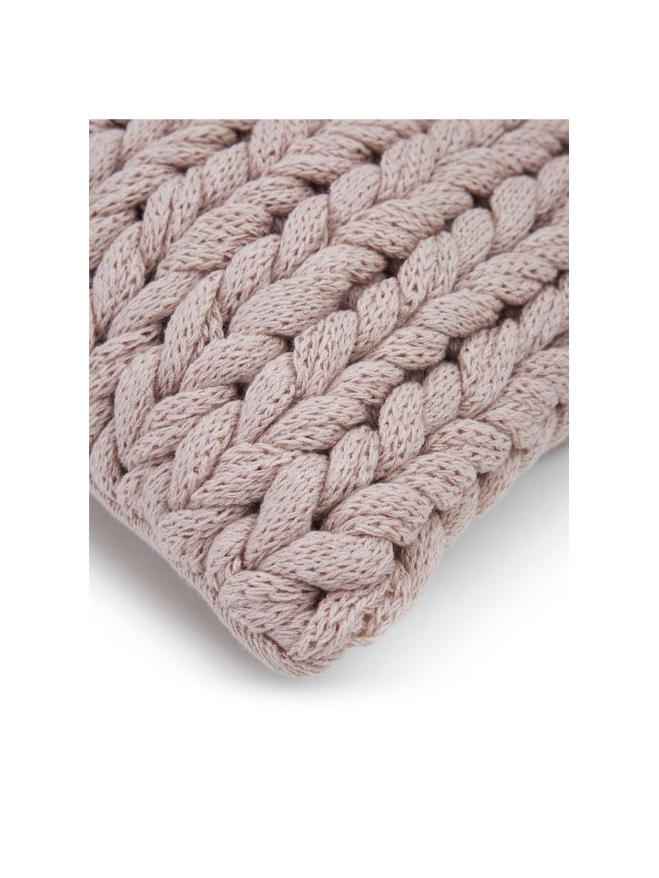 Housse de coussin grosse maille Chunky Adyna, 100 % polyacrylique, Vieux rose, larg. 30 x long. 50 cm