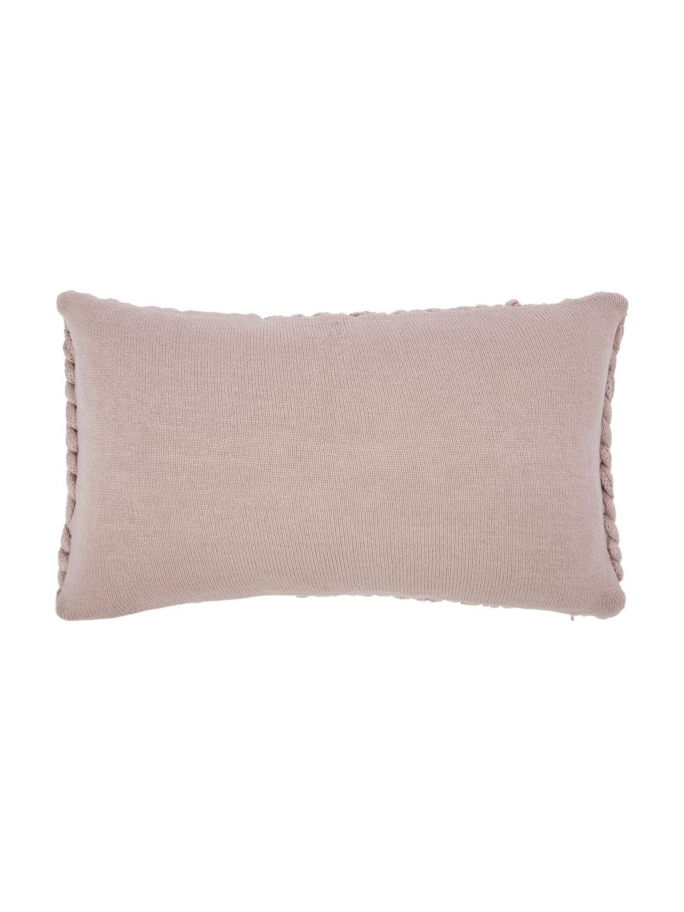 Housse de coussin grosse maille Chunky Adyna, 100 % polyacrylique, Vieux rose, larg. 30 x long. 50 cm