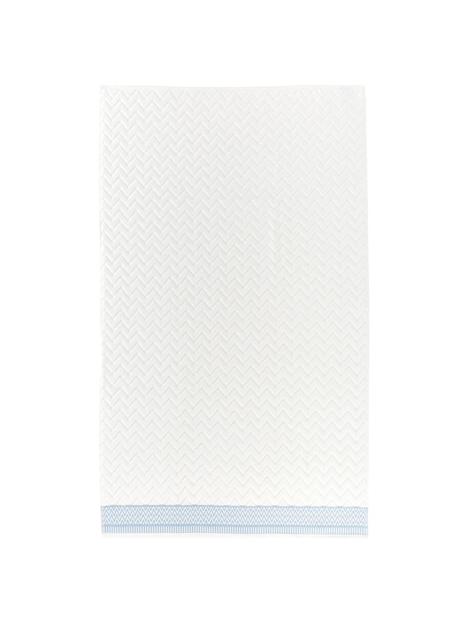Badetuch Karma mit Hoch-Tief-Muster, Weiß, Blau, Badetuch, B 90 x L 150 cm