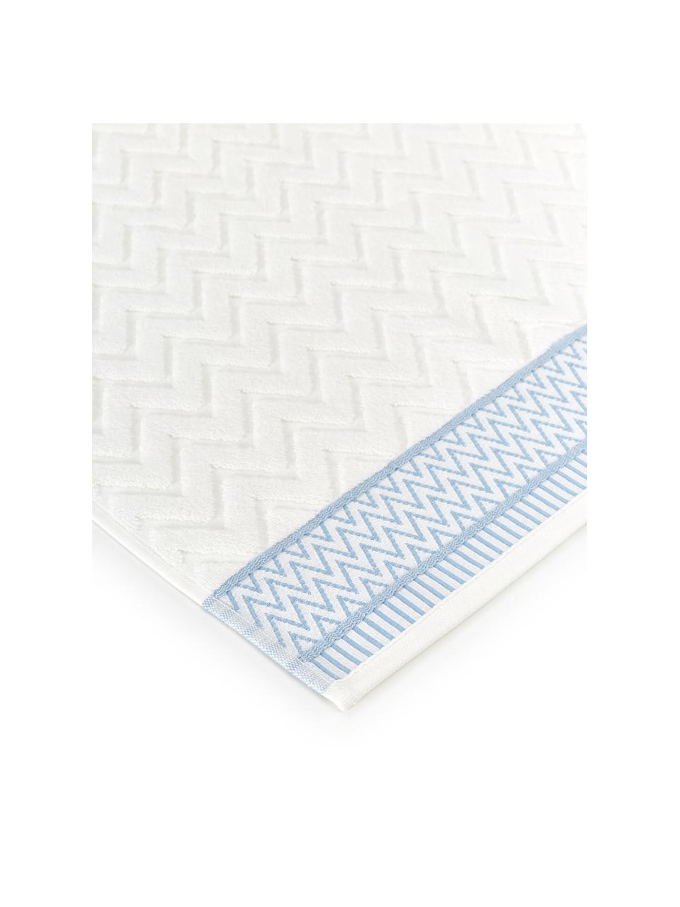 Badhanddoek Karma met hoog-laag patroon, Wit, grijs, Badhanddoek, B 90 x L 150 cm