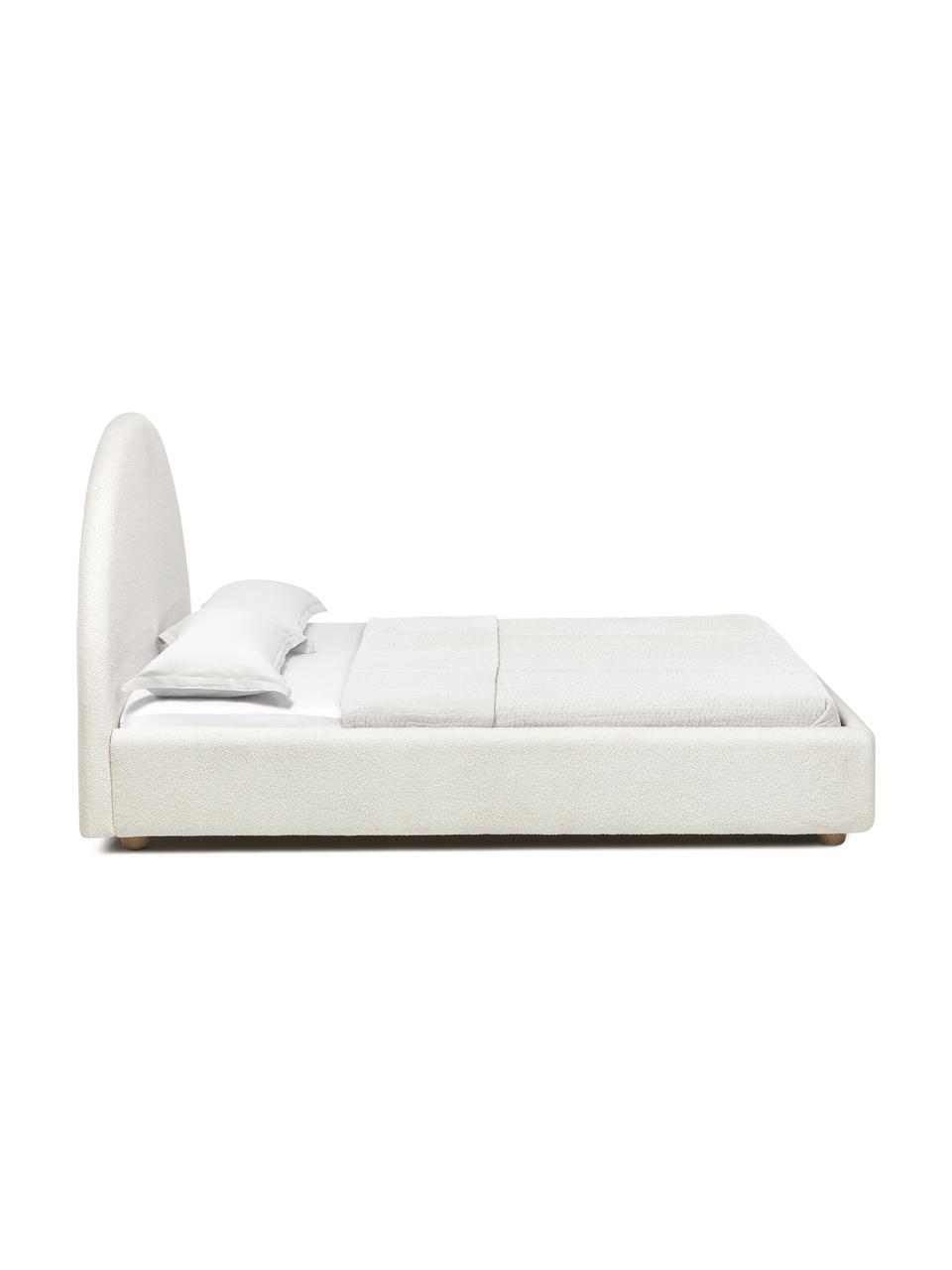 Lit matelassé en tissu bouclé Ebba, Tissu bouclé blanc crème, 140 x 200 cm