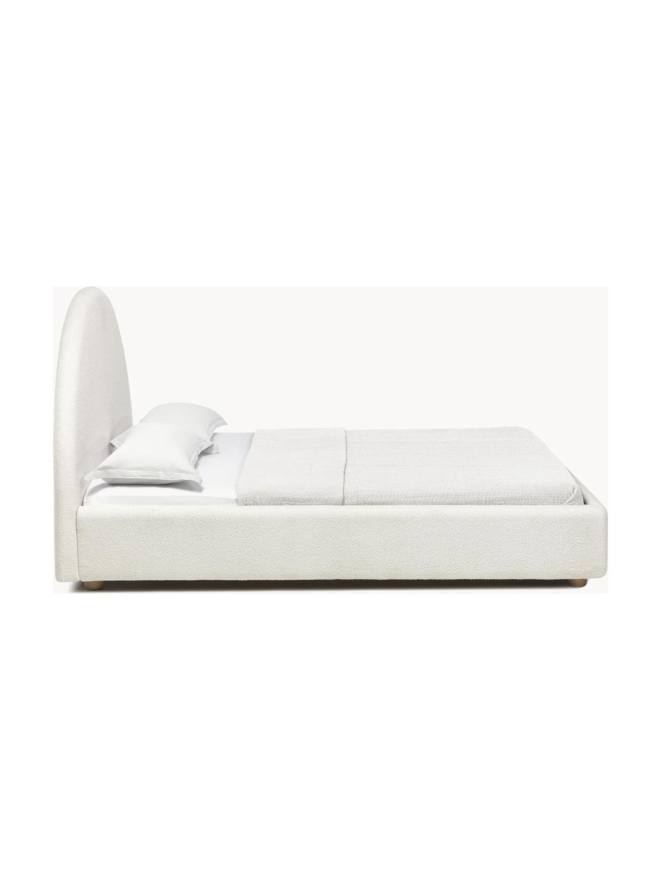 Cama tapizada en borreguillo Ebba, Funda: borreguillo (100% poliést, Patas: metal con pintura en polv, Patas: madera de pino macizo Est, Borreguillo blanco, An 140 x L 200 cm