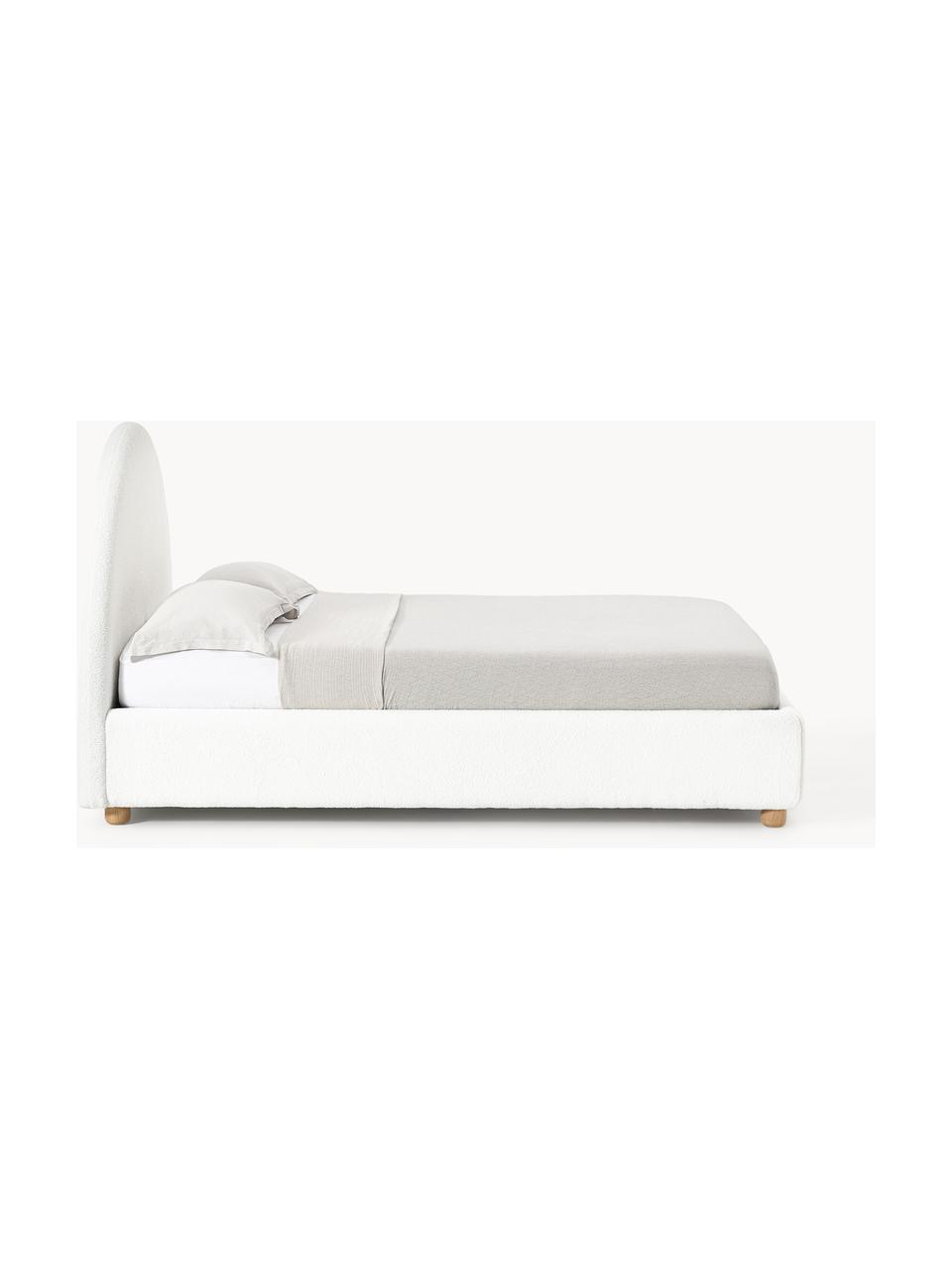 Cama tapizada en borreguillo Ebba, Funda: borreguillo (100% poliést, Patas: metal con pintura en polv, Patas: madera de pino macizo Est, Borreguillo blanco, An 140 x L 200 cm