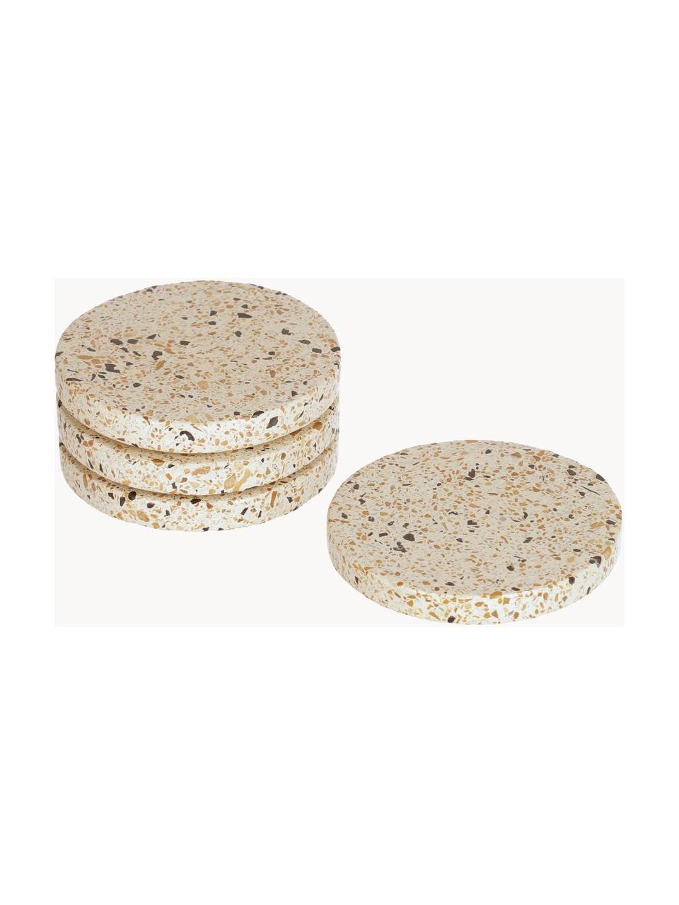 Set 4 sottobicchiere Verna, Terrazzo, Tonalità beige, Ø 10 x Alt. 2 cm