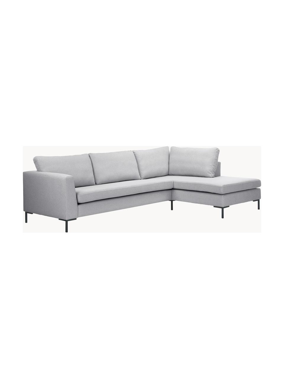 Ecksofa Luna, Bezug: 100 % Polyester, Oeko-Tex, Gestell: Massives Buchenholz, Schi, Füße: Metall, galvanisiert Das , Webstoff Grau, B 280 x T 184 cm, Eckteil links