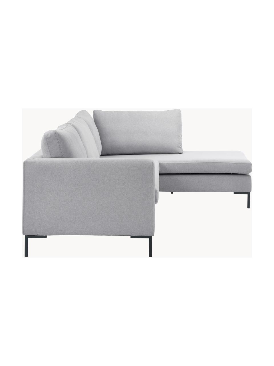 Ecksofa Luna, Bezug: 100 % Polyester, Oeko-Tex, Gestell: Massives Buchenholz, Schi, Füße: Metall, galvanisiert Das , Webstoff Grau, B 280 x T 184 cm, Eckteil links