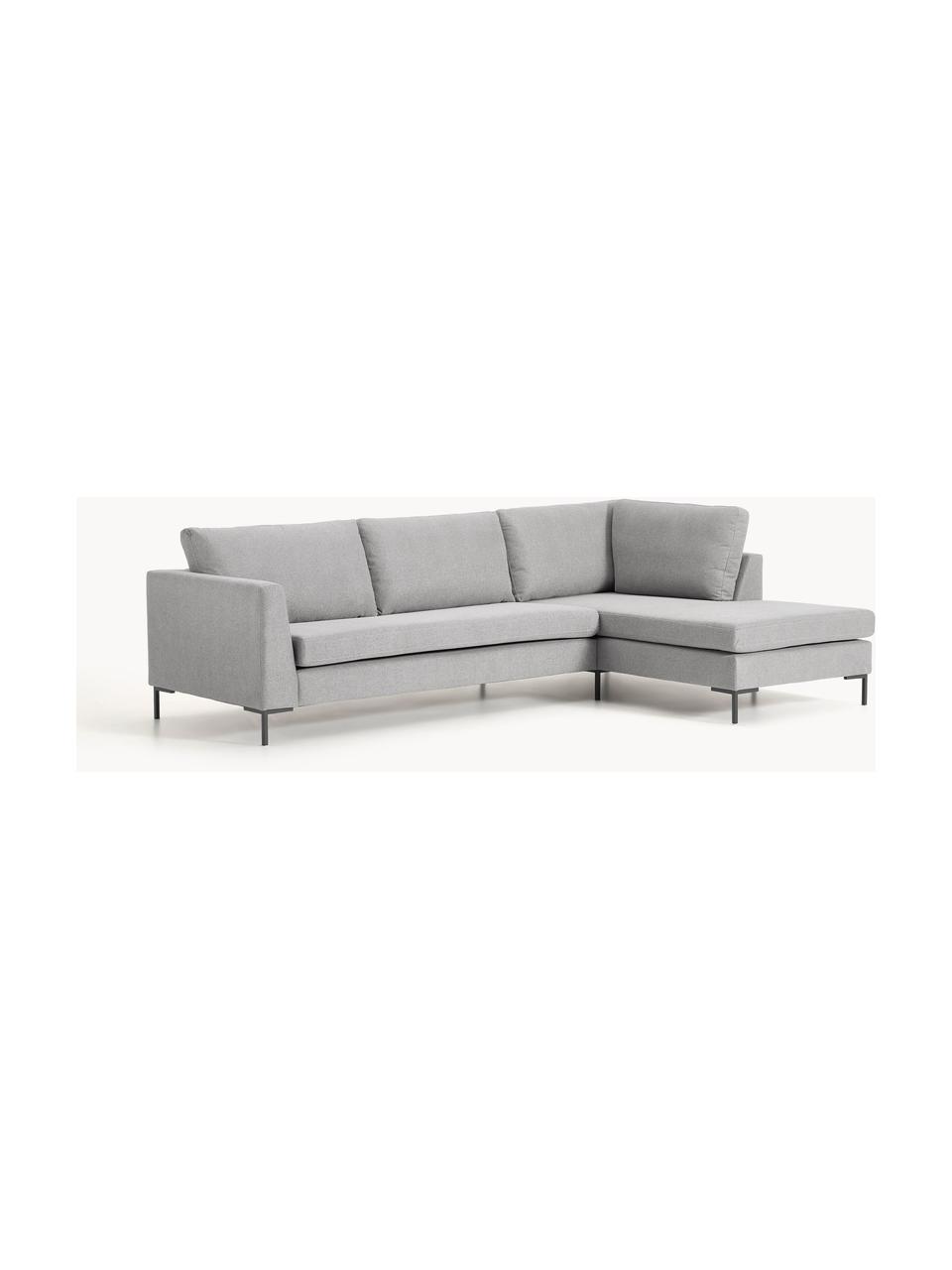 Ecksofa Luna, Bezug: 100 % Polyester Der strap, Gestell: Massives Buchenholz, Schi, Füße: Metall, galvanisiert Das , Webstoff Grau, B 280 x T 184 cm, Eckteil links