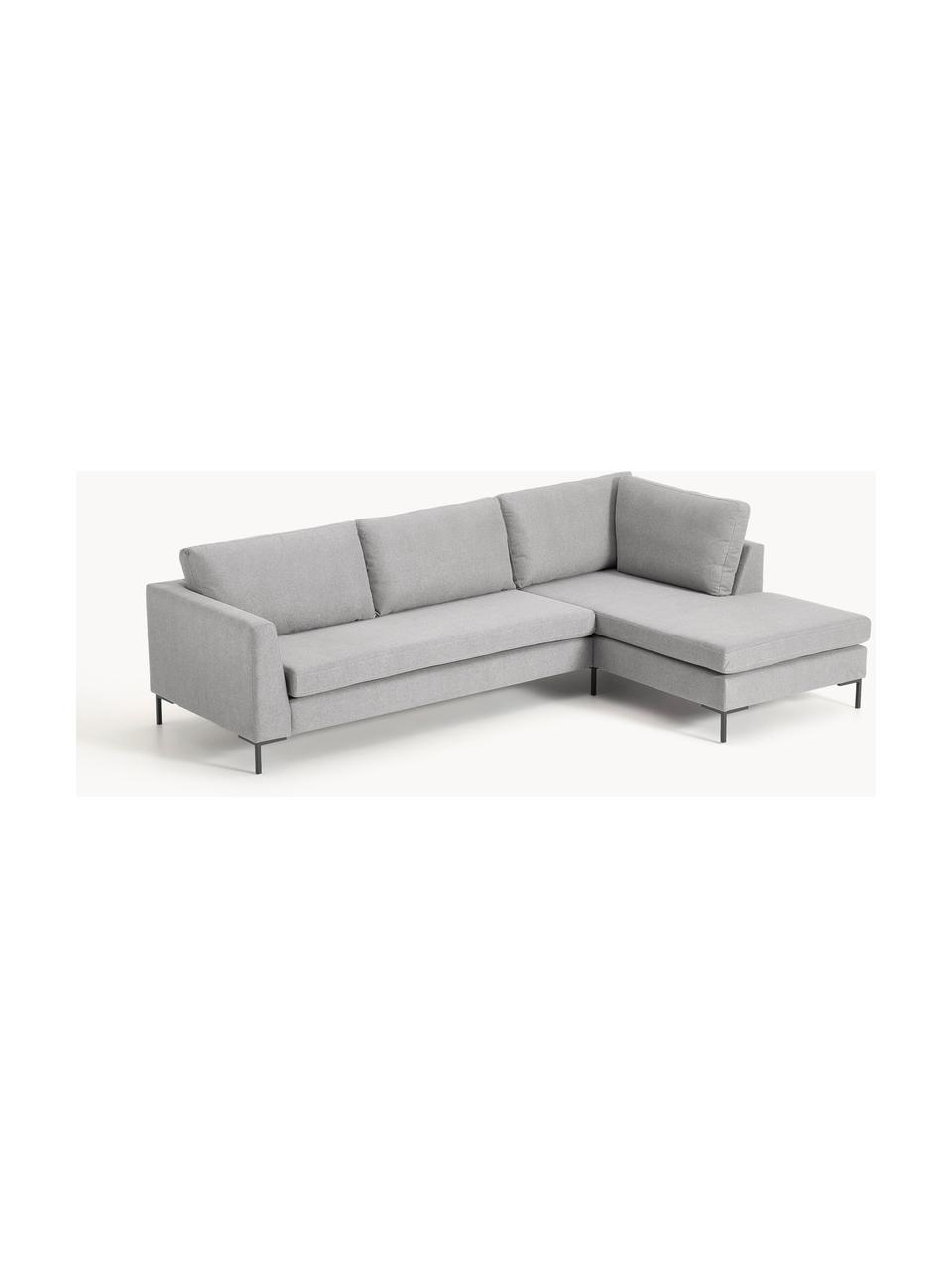 Ecksofa Luna, Bezug: 100 % Polyester Der strap, Gestell: Massives Buchenholz, Schi, Füße: Metall, galvanisiert Das , Webstoff Grau, B 280 x T 184 cm, Eckteil links