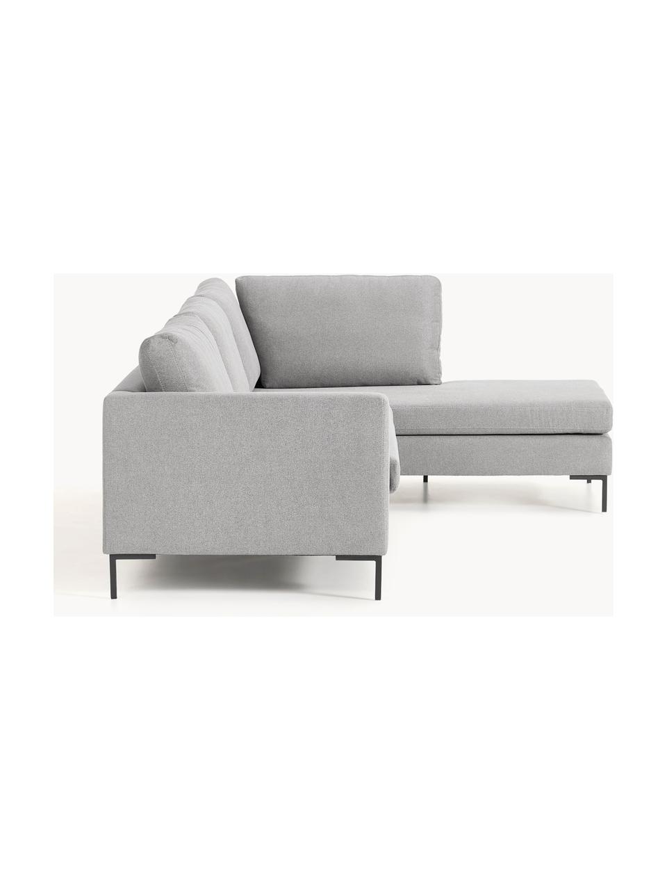 Ecksofa Luna, Bezug: 100 % Polyester Der strap, Gestell: Massives Buchenholz, Schi, Füße: Metall, galvanisiert Das , Webstoff Grau, B 280 x T 184 cm, Eckteil links