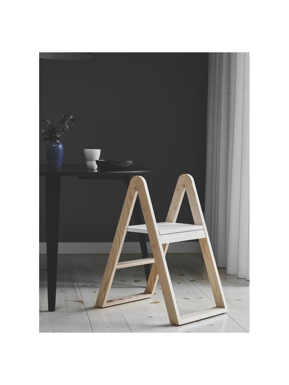 Escalera de madera de fresno Reech, Estructura: madera de fresno pintada, Madera clara, An 40 x Al 72 cm