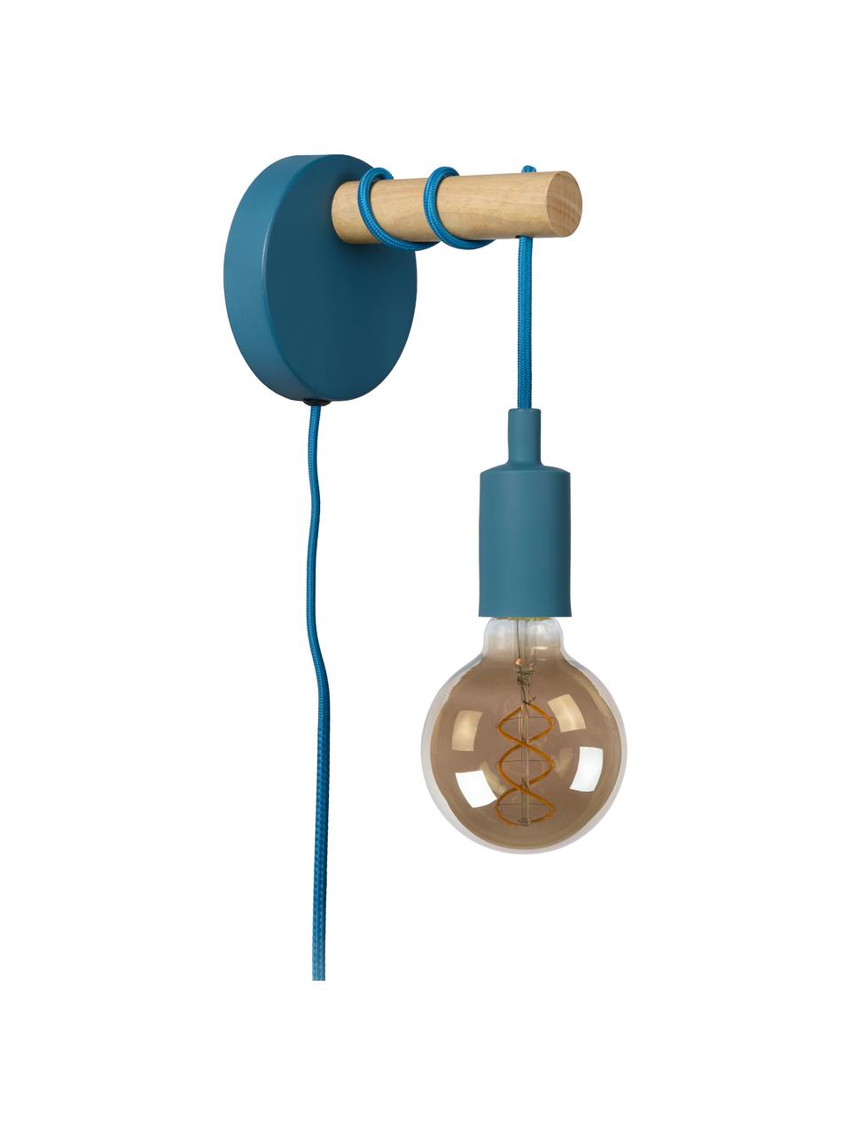 Wandleuchte Pola mit Stecker, Blau, Braun, T 16 x H 22 cm