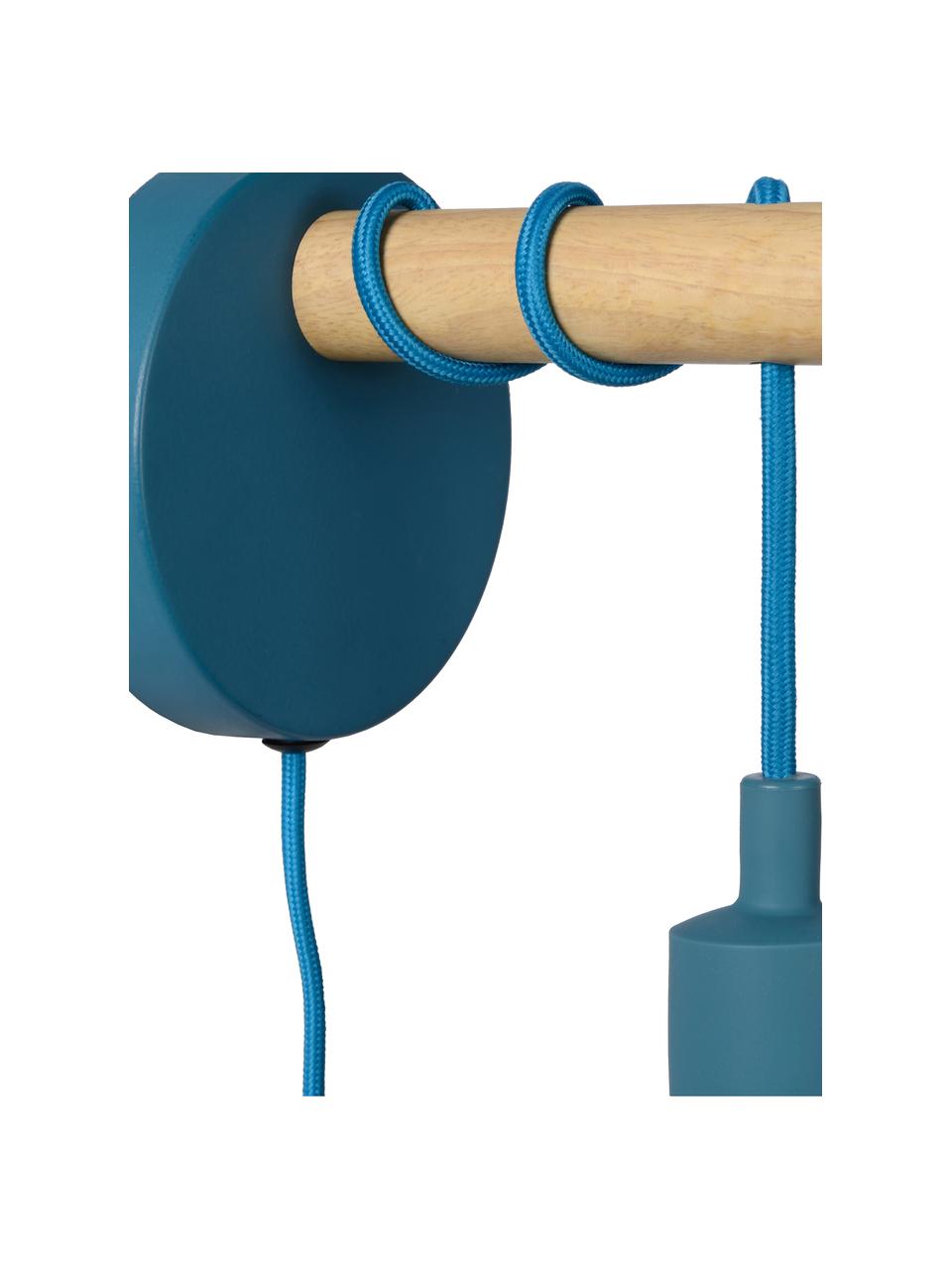 Wandleuchte Pola mit Stecker in Blau, Blau, Braun, T 16 x H 22 cm