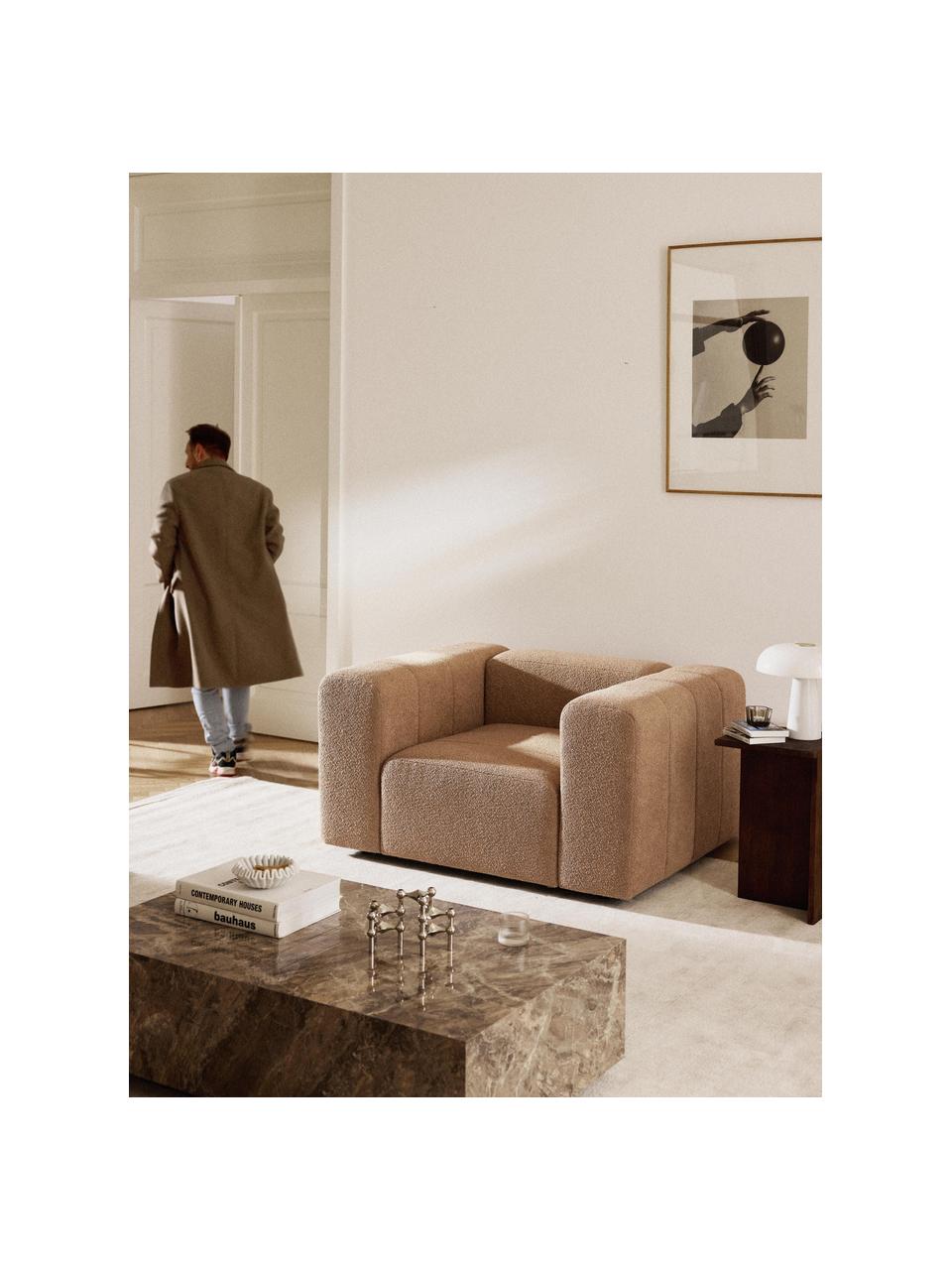 Fauteuil lounge en bouclette Lena, Bouclette beige, larg. 133 x prof. 106 cm