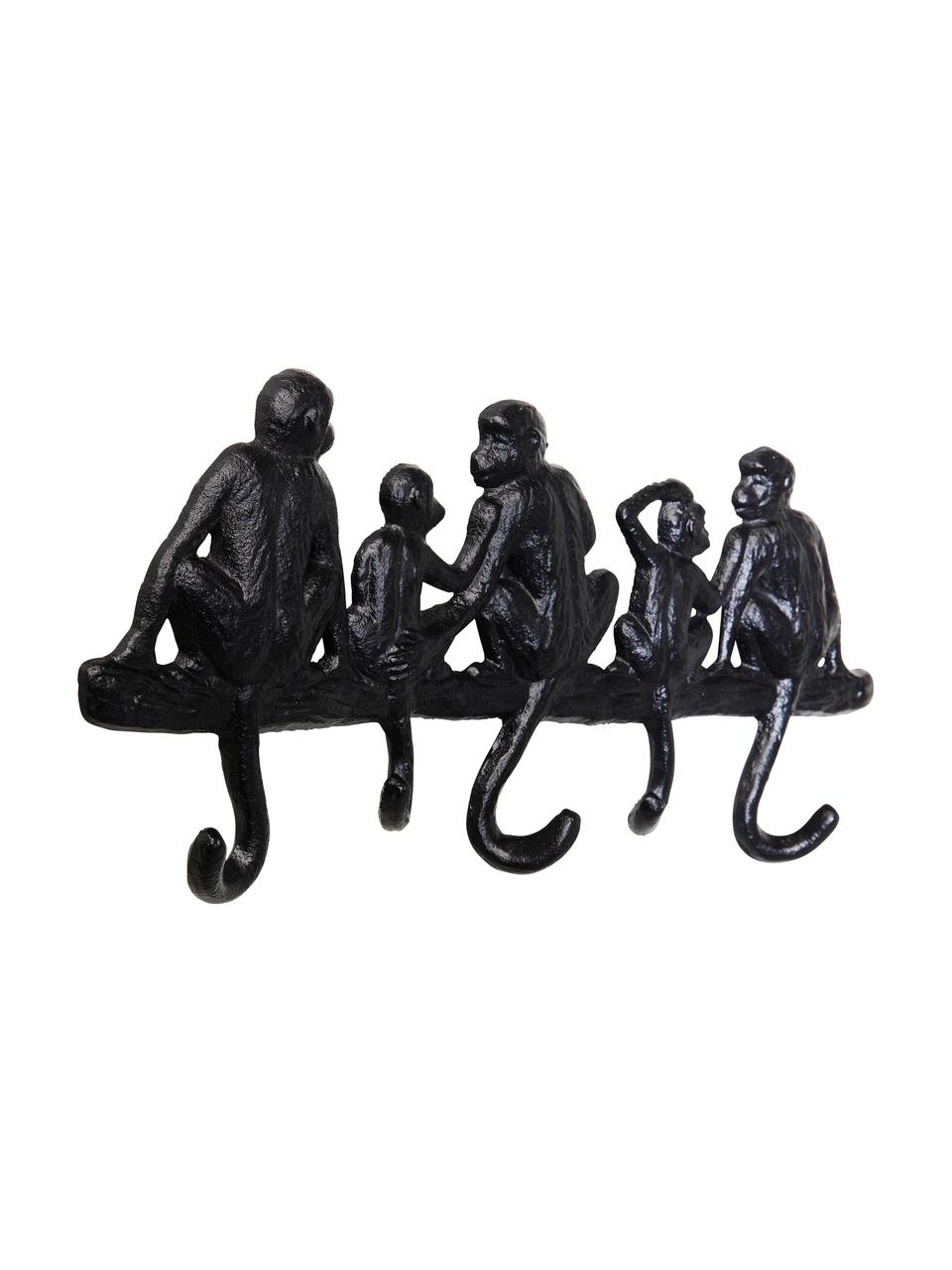 Garderobenleiste Monkey in Schwarz, Metall, pulverbeschichtet, Schwarz, B 31 x H 14 cm