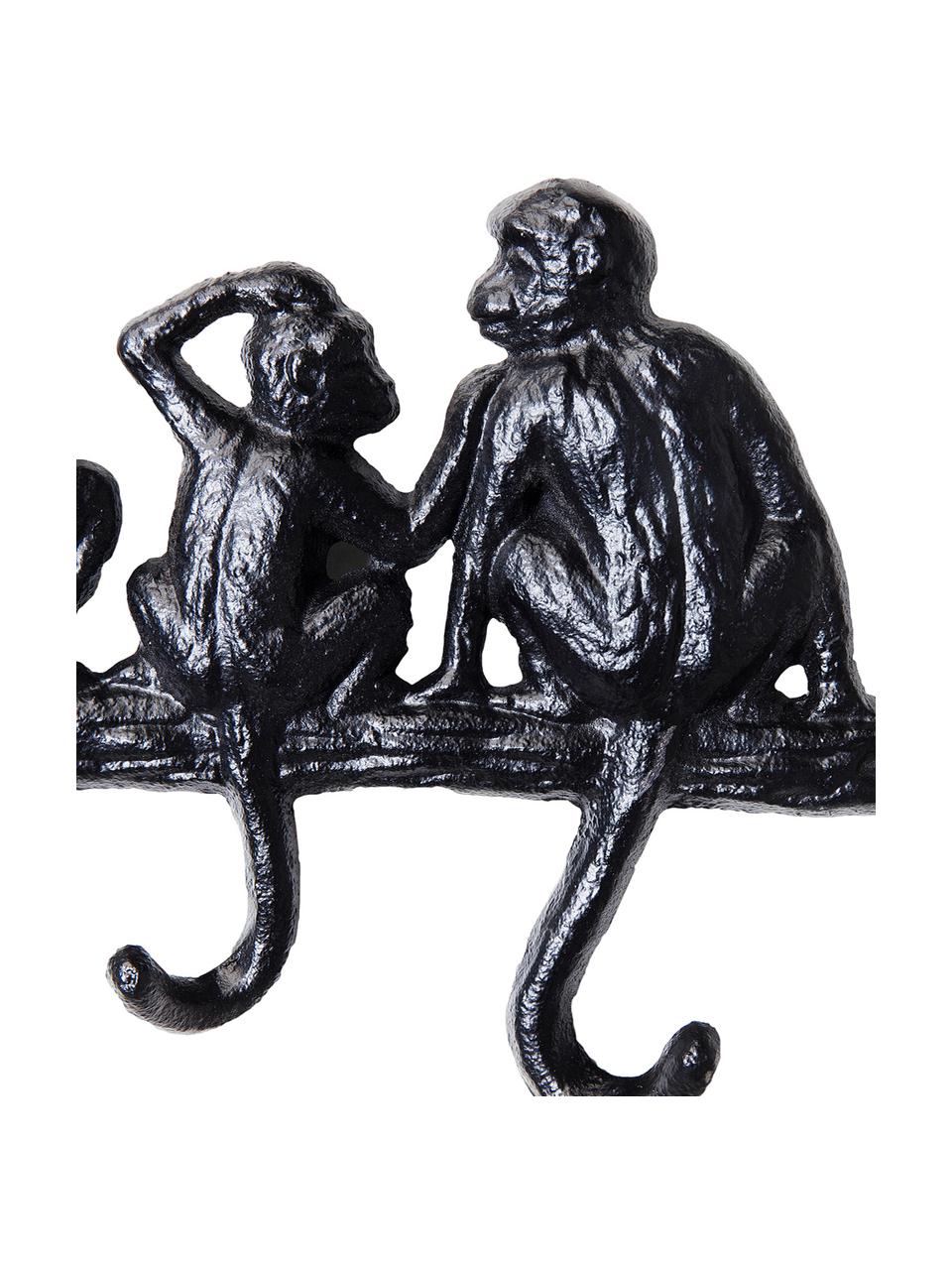 Kleine wandkapstok Monkey in zwart, Gepoedercoat metaal, Zwart, B 31 x H 14 cm