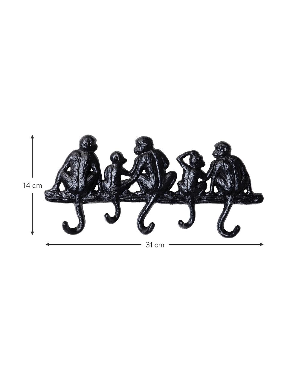 Kleine wandkapstok Monkey in zwart, Gepoedercoat metaal, Zwart, B 31 x H 14 cm