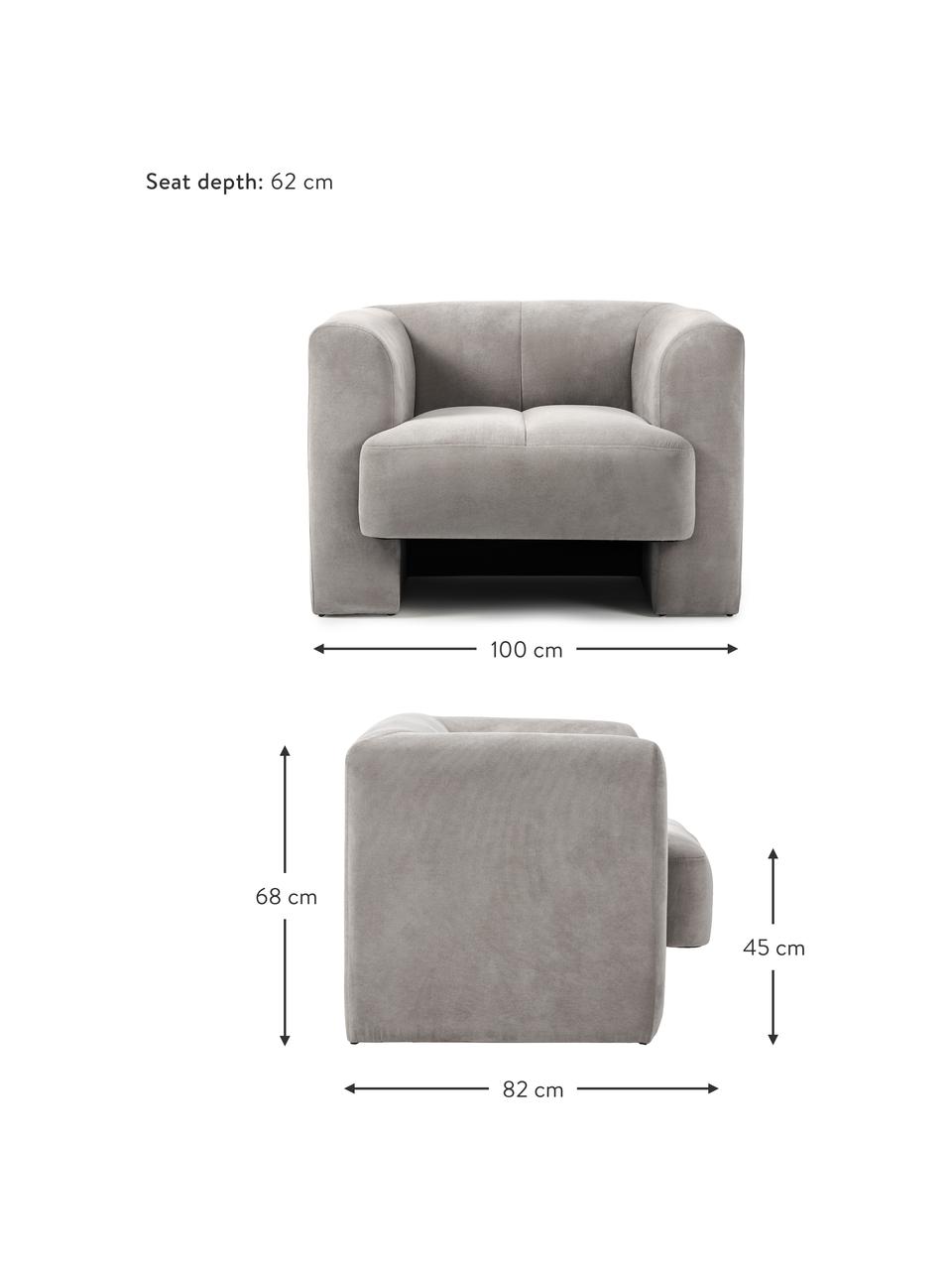 Poltrona Bobi, Rivestimento: 88% poliestere, 12% nylon, Struttura: legno di pino massiccio, Tessuto grigio scuro, Larg. 100 x Prof. 82 cm