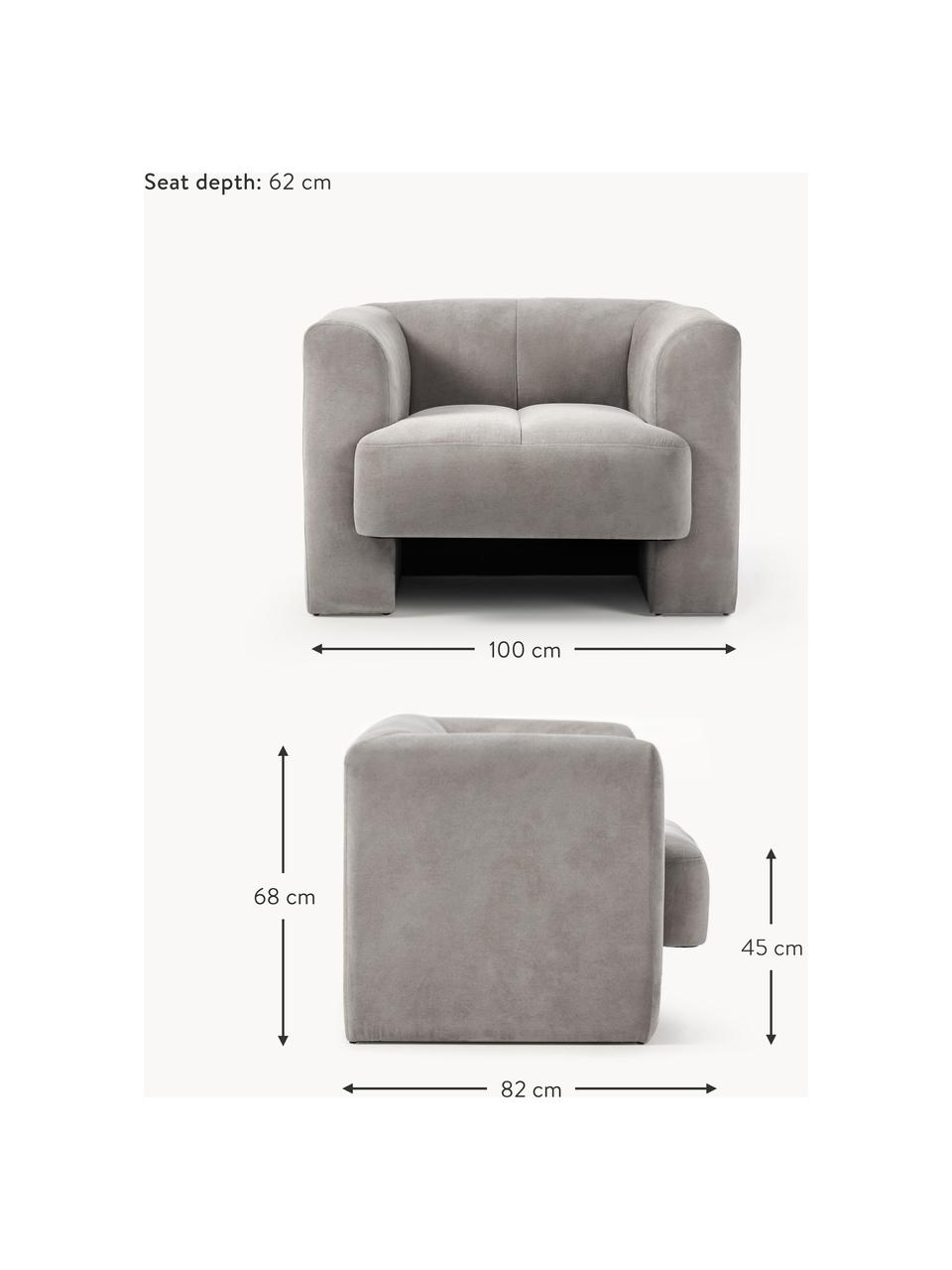 Sillón Bobi, Tapizado: 88% poliéster, 12% nylon , Estructura: madera de pino maciza, Tejido gris, An 100 x F 82 cm