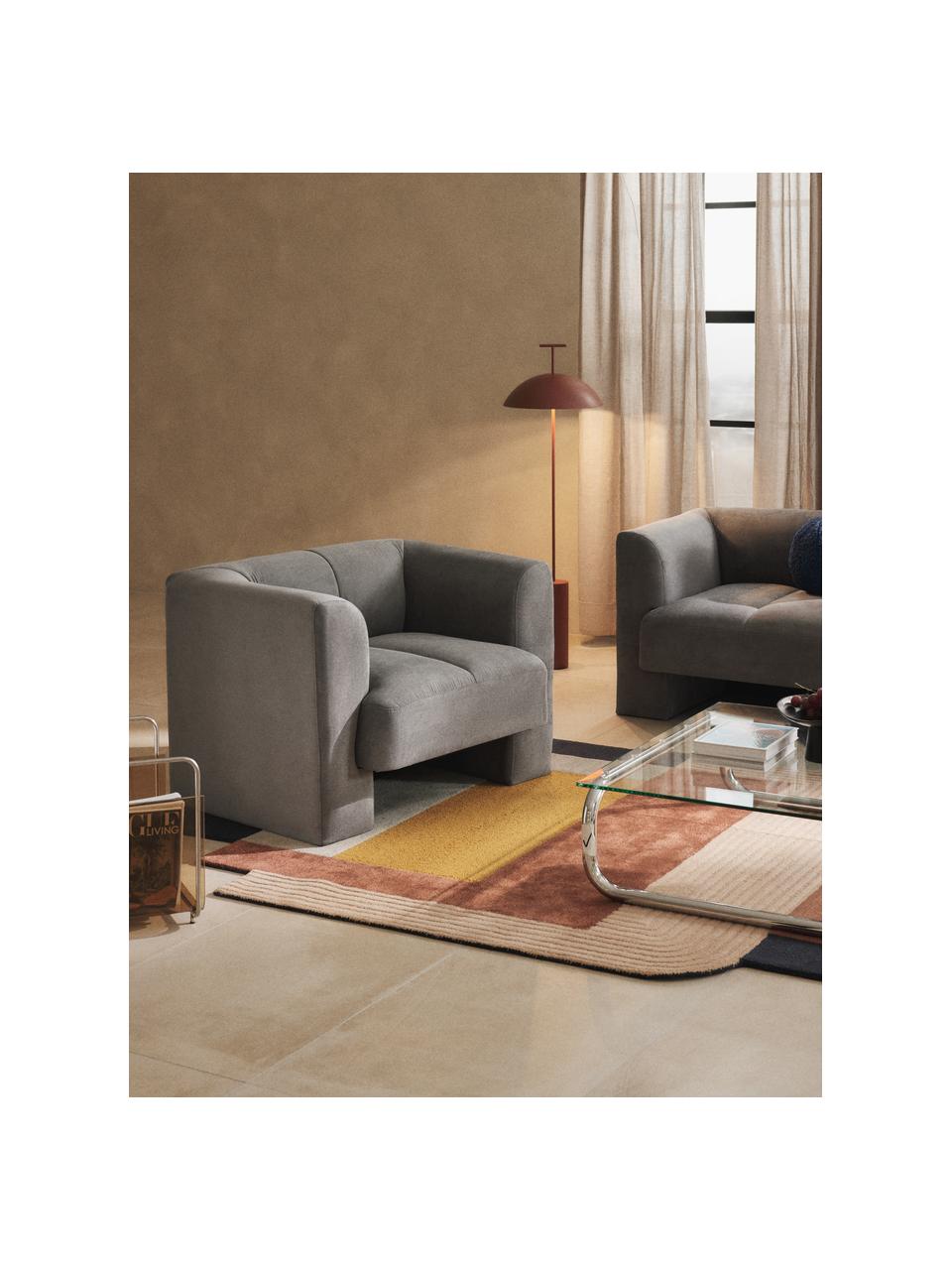 Fauteuil Bobi, Bekleding: 88% polyester, 12% nylon , Frame: massief grenenhout (FSC-g, Geweven stof donkergrijs, B 100 x D 82 cm