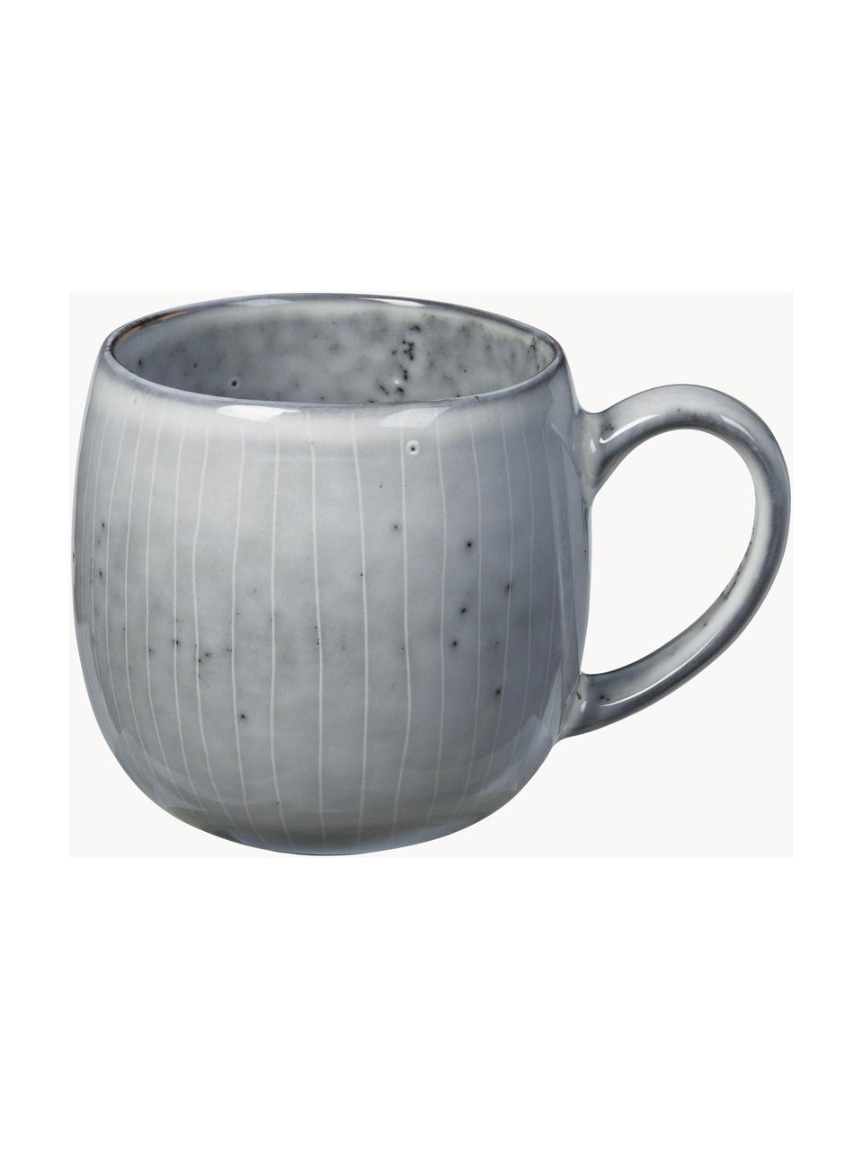 Tasses à thé XL artisanales Nordic Sea, 2 pièces, Grès cérame, Gris-bleu, chiné, Ø 9 x haut. 10 cm, 450 ml