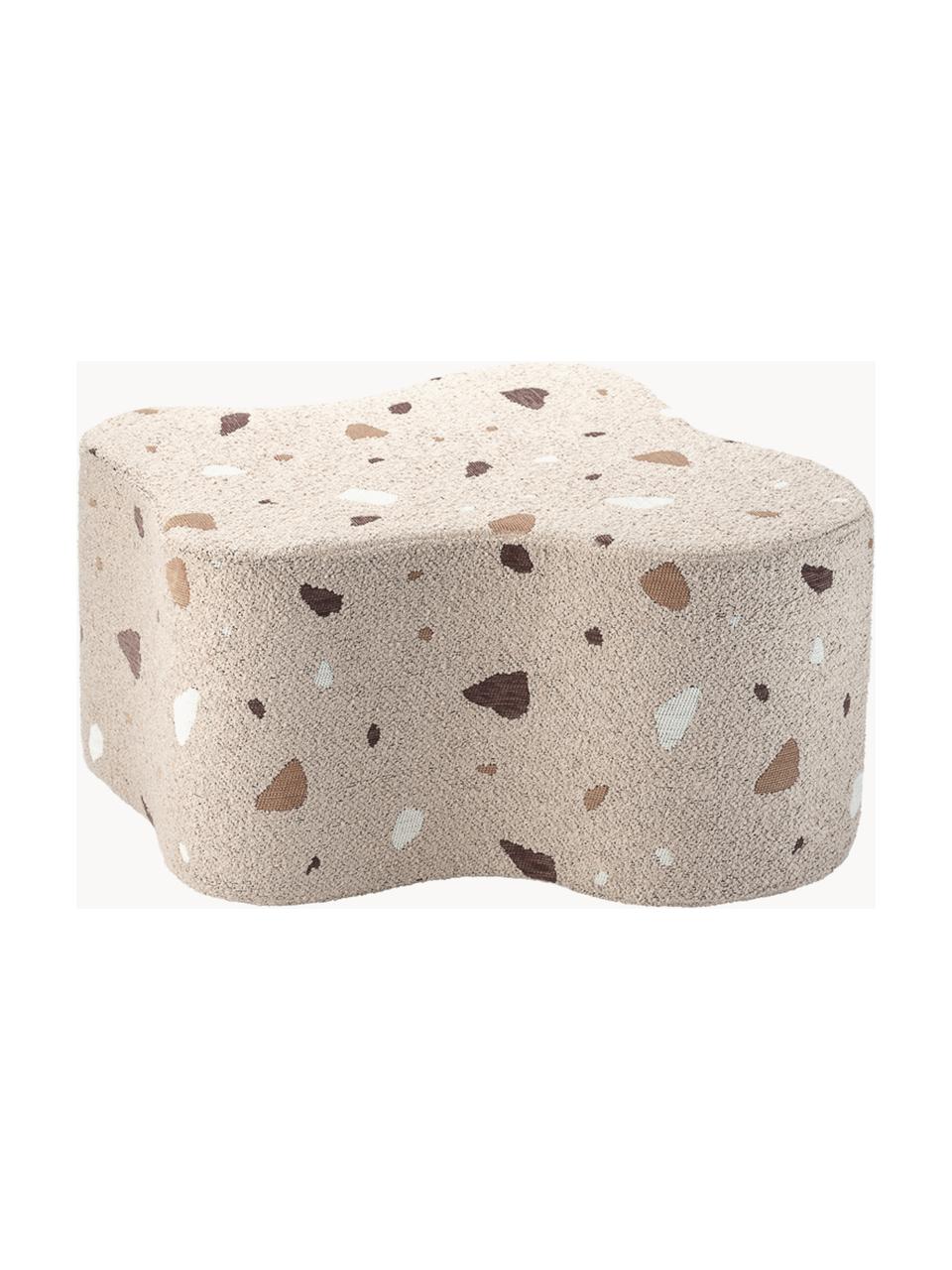 Handgefertigter Kinder-Pouf Cloud aus Bouclé, Bouclé Beige, Terrazzo-Optik, B 40 x T 25 cm