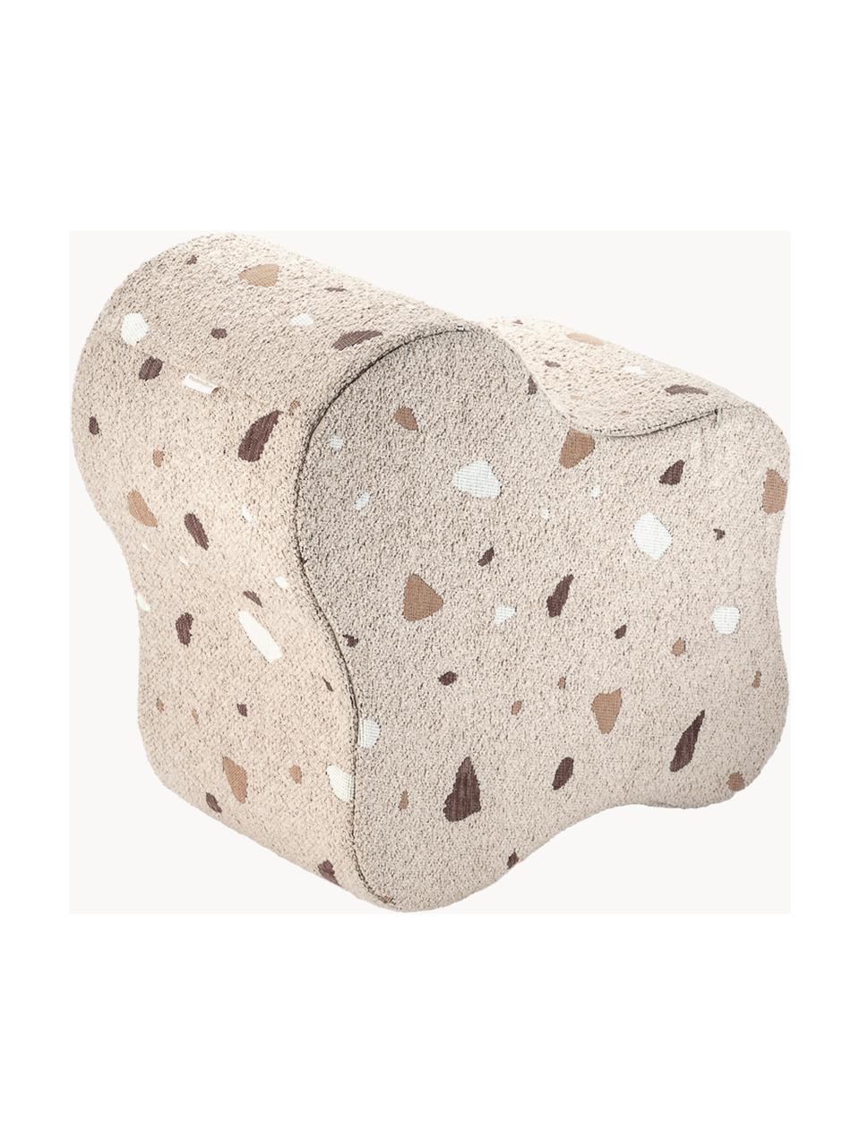 Handgefertigter Kinder-Pouf Cloud aus Bouclé, Bouclé Beige, Terrazzo-Optik, B 40 x T 25 cm