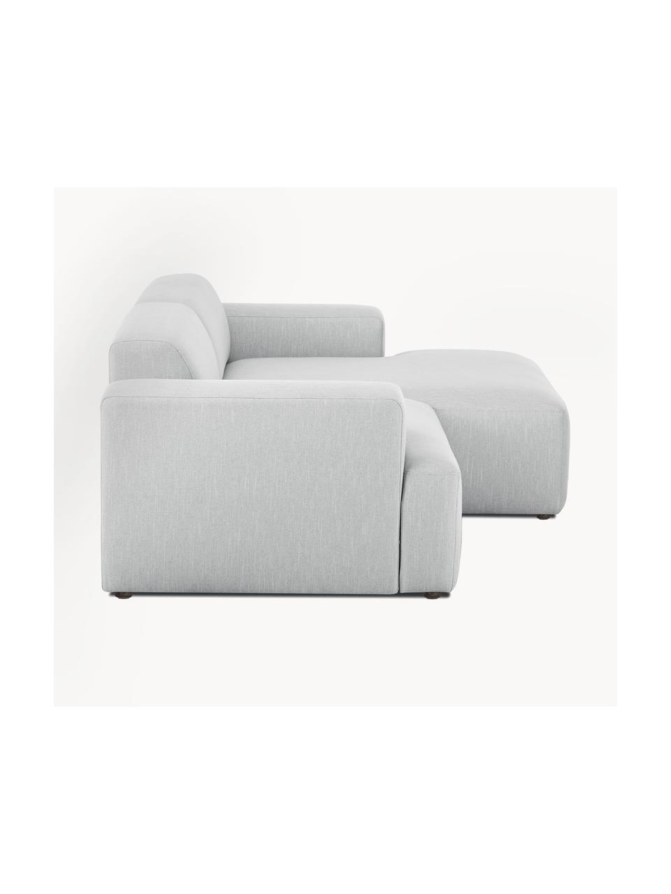 Divano angolare 3 posti Melva, Rivestimento: 100% poliestre Il rivesti, Struttura: pino massiccio, certifica, Tessuto grigio chiaro, Larg. 239 x Alt. 143 cm, chaise-longue a destra