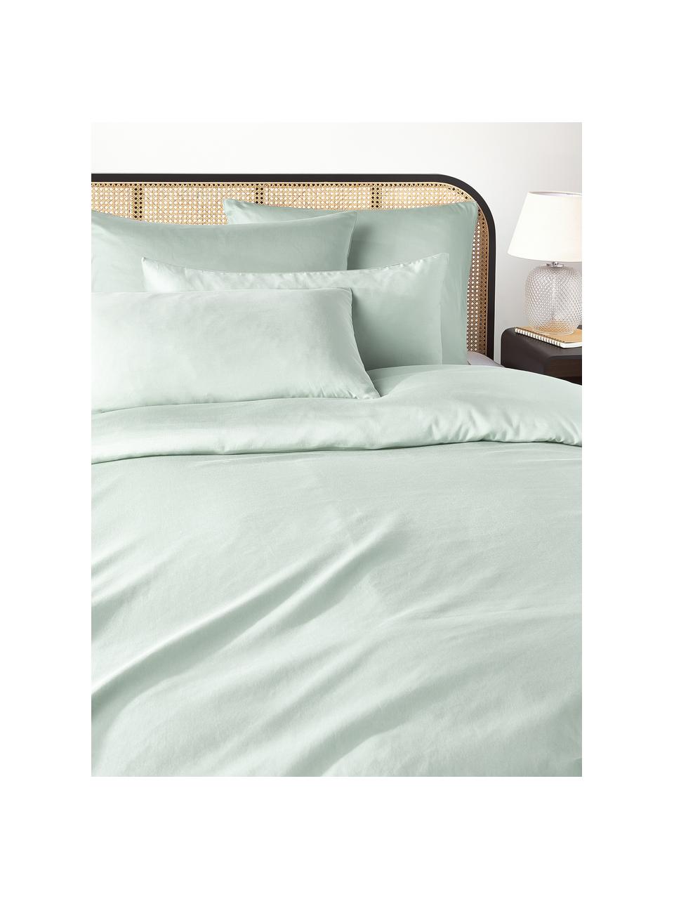 Baumwollsatin-Bettdeckenbezug Comfort, Webart: Satin Fadendichte 250 TC,, Salbeigrün, B 200 x L 200 cm