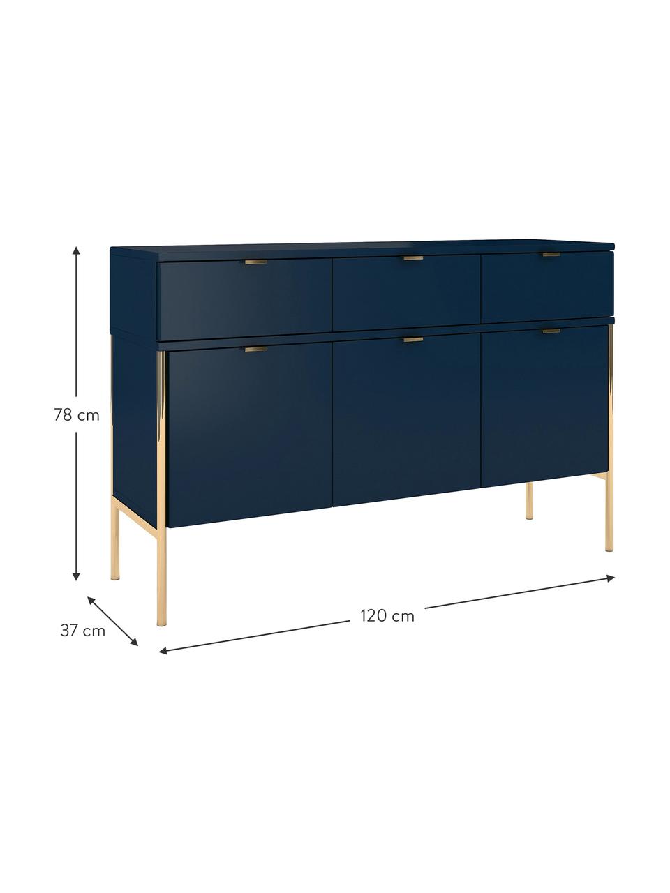 Credenza blu scuro Polka, Blu scuro, Larg. 120 x Alt. 78 cm