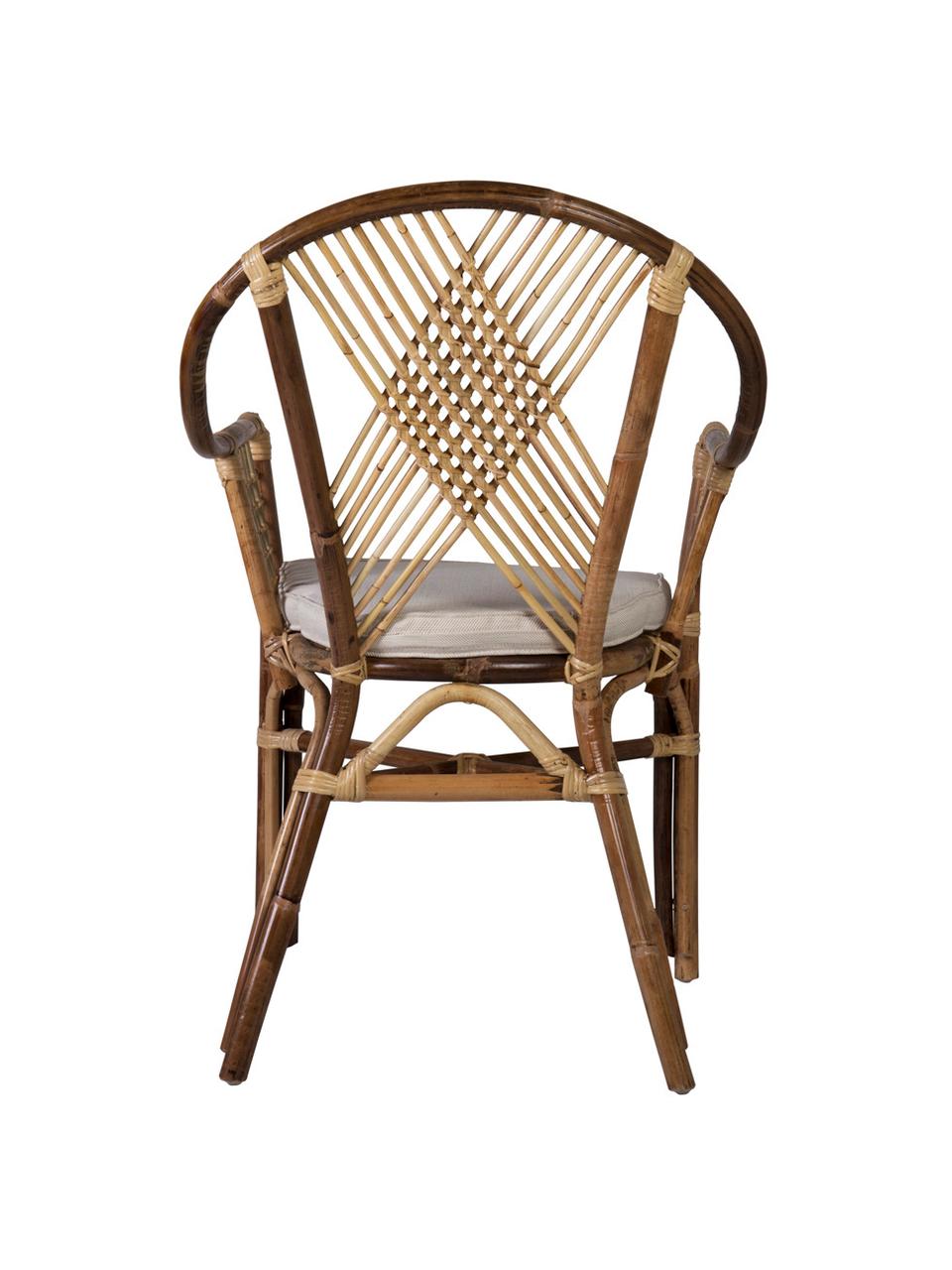 Krzesło z podłokietnikami z rattanu Cruz, Brązowy, S 55 x G 60 cm
