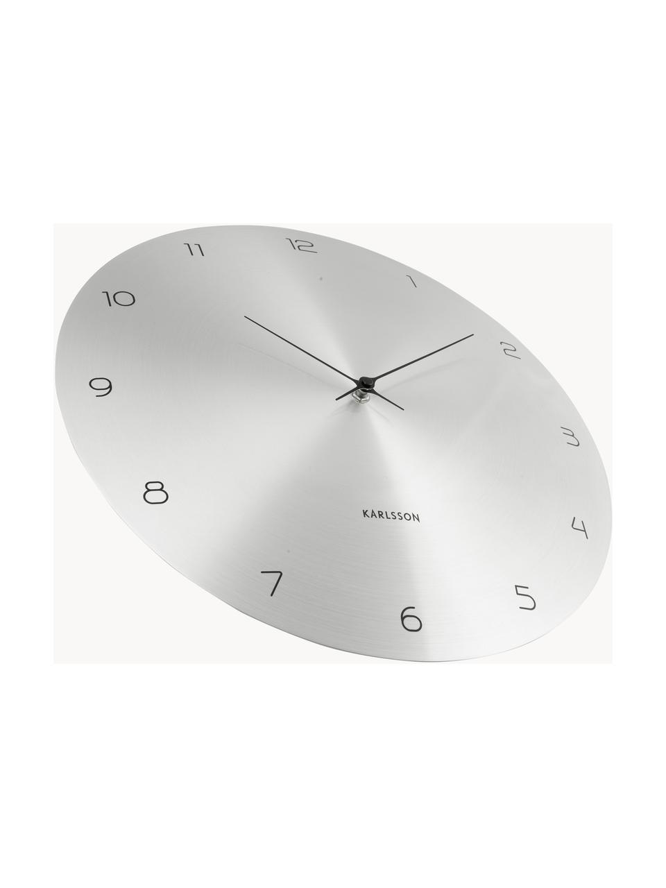 Reloj de pared Dome, Metal recubierto, Plateado, Ø 40 x F 5 cm