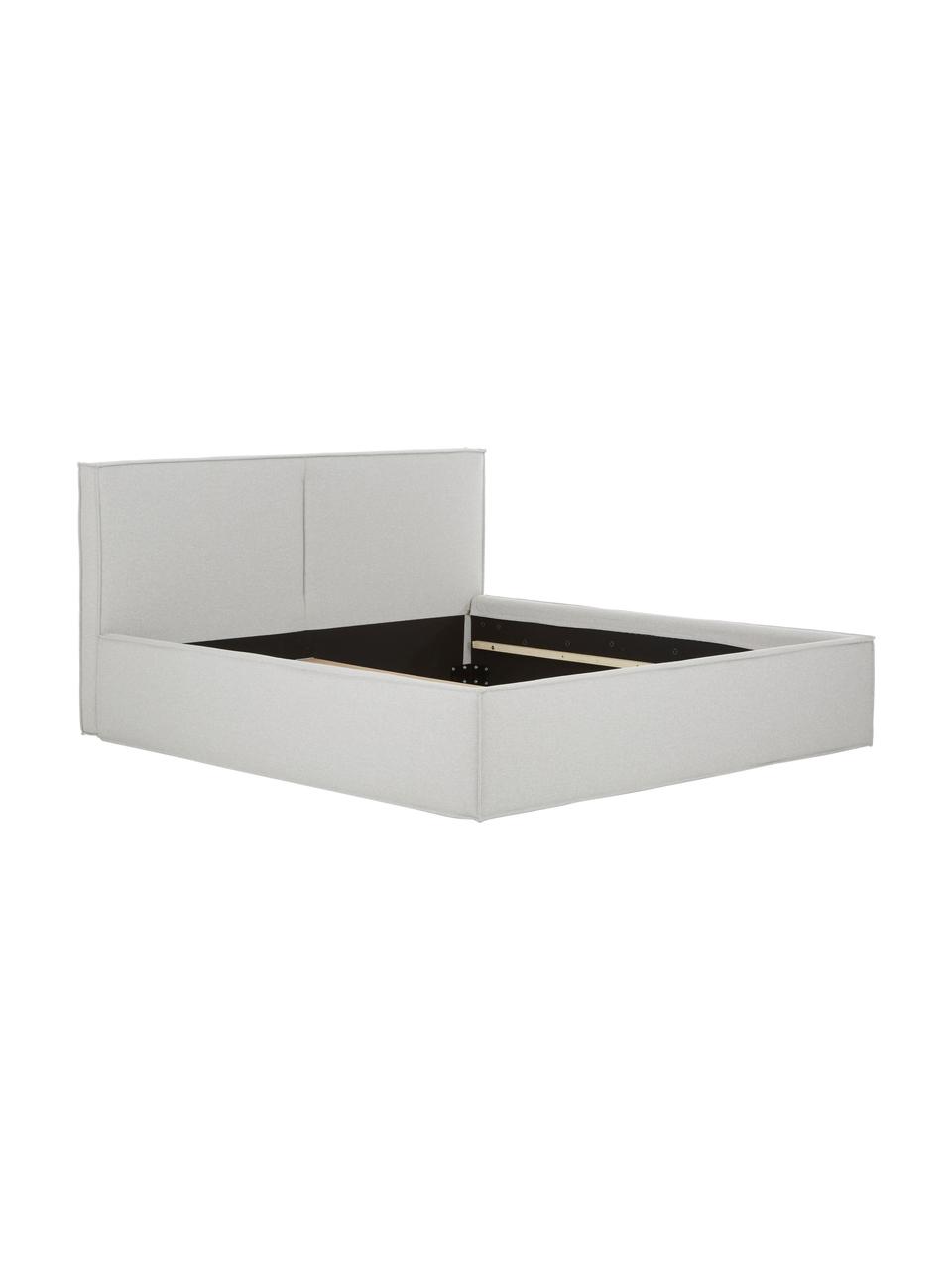 Cama tapizada Dream, Tapizado: poliéster (texturizado) A, Estructura: madera de pino maciza con, Tejido gris claro, An 200 x L 200 cm