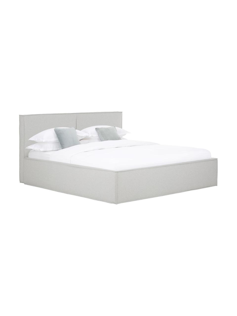 Cama tapizada Dream, Tapizado: poliéster (texturizado) A, Estructura: madera de pino maciza con, Tejido gris claro, An 200 x L 200 cm