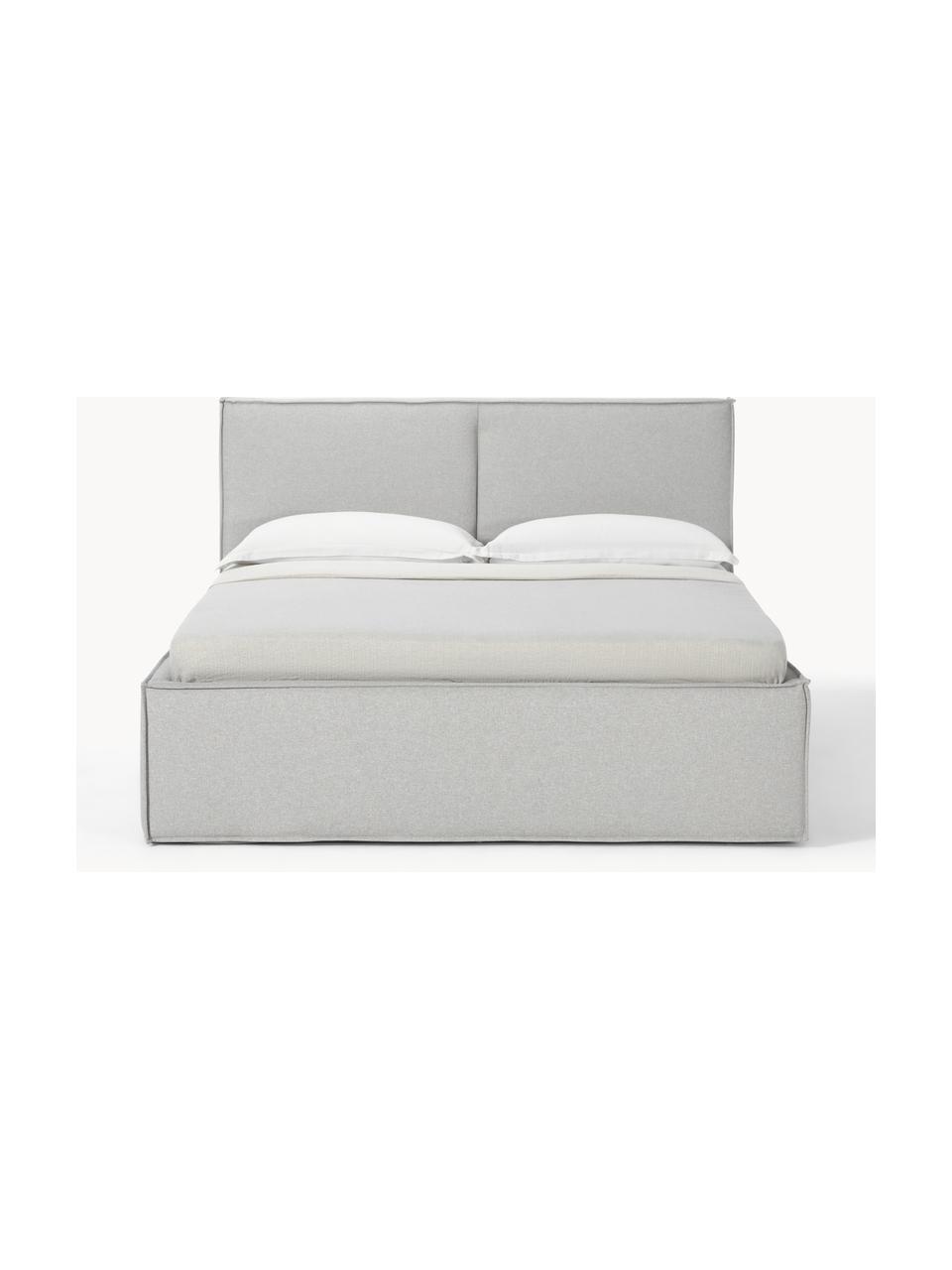 Cama tapizada Dream, Tapizado: poliéster (texturizado) A, Estructura: madera de pino maciza con, Tejido gris claro, An 200 x L 200 cm